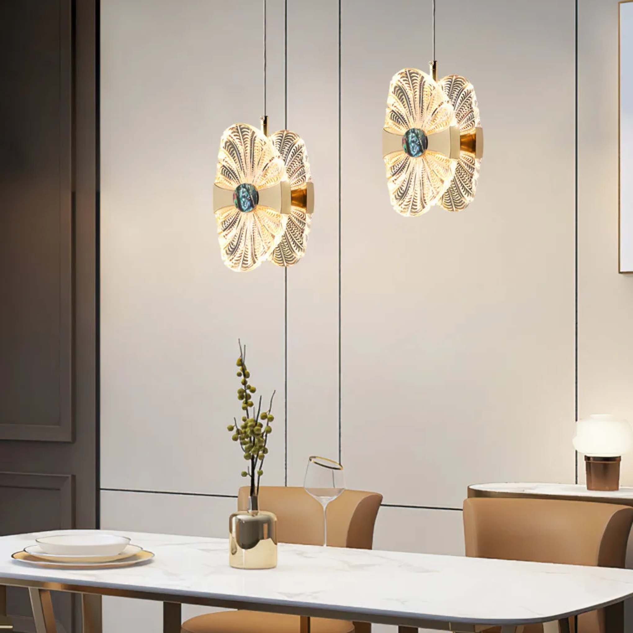 Lighom modern leaf lotus acrylic synthetic metal pendant lighting
