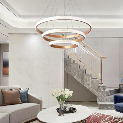 3-ring synthetic chandeliers for bedroom or living room — Warm White (3000K)