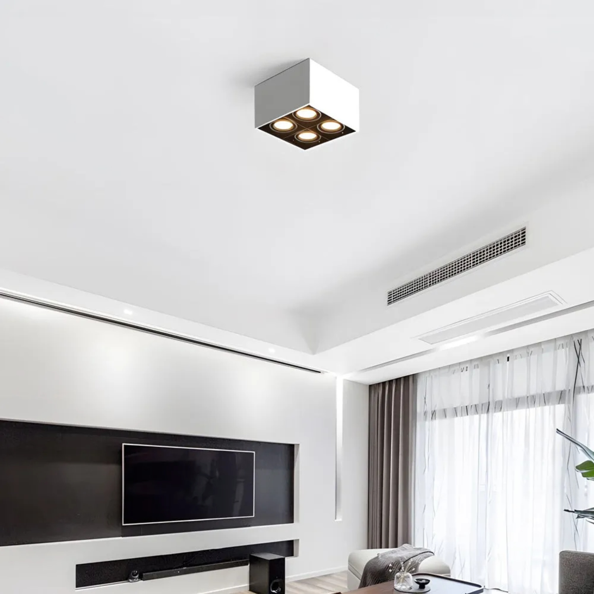 Lighom modern 4-head spotlight black directional & spot lights — Cool White (6000K) / 7W
