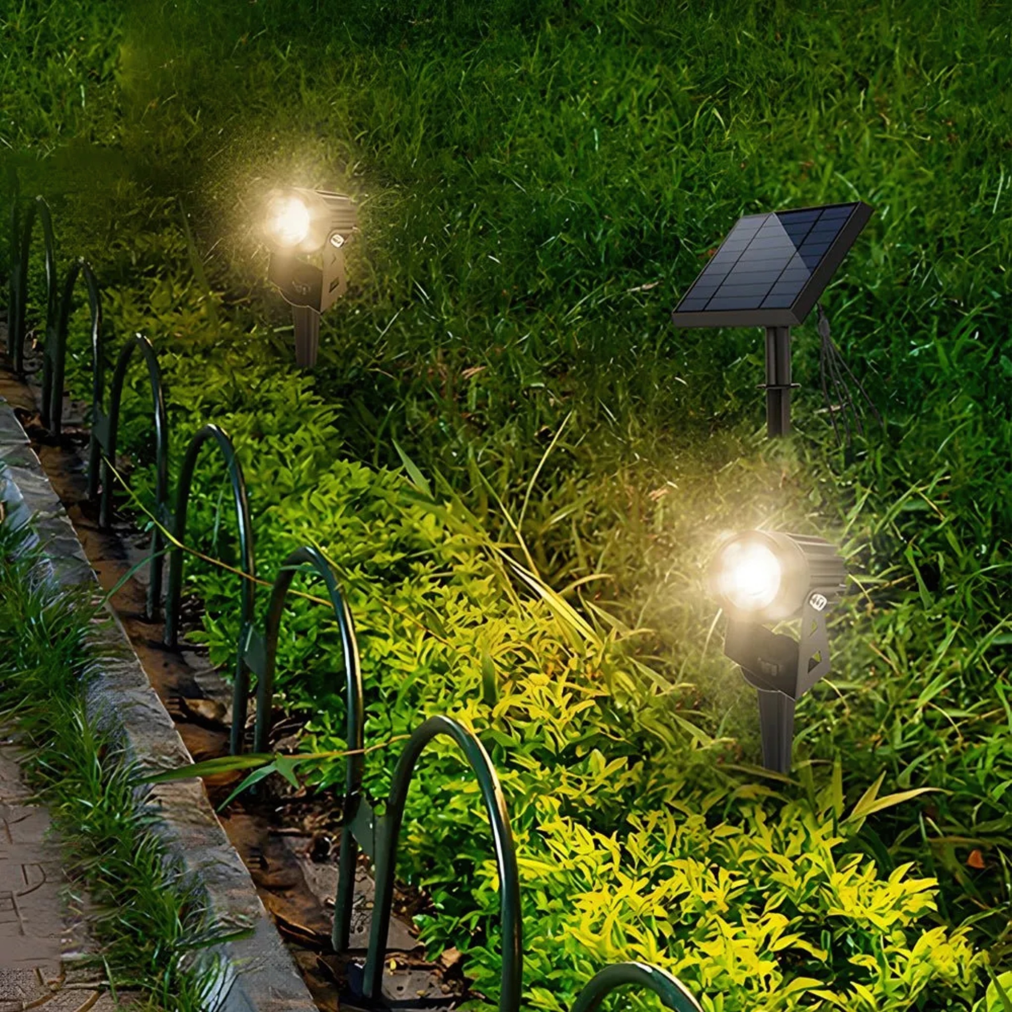 Adjustable 4-in-1 Solar Outdoor Spotlight — Cool White (6000K) / 2-Light
