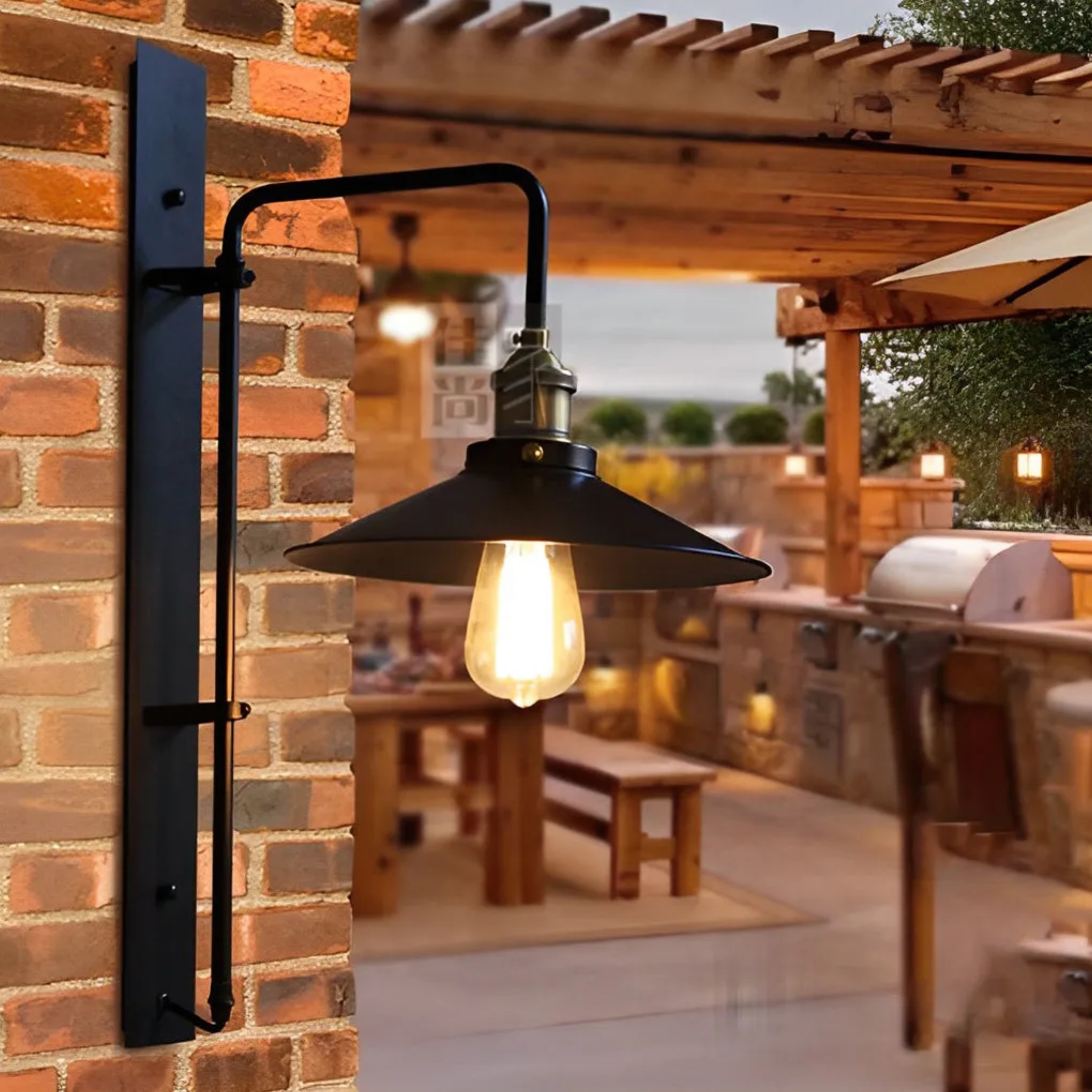 Lighom modern retro black wall sconces in metal iron glass