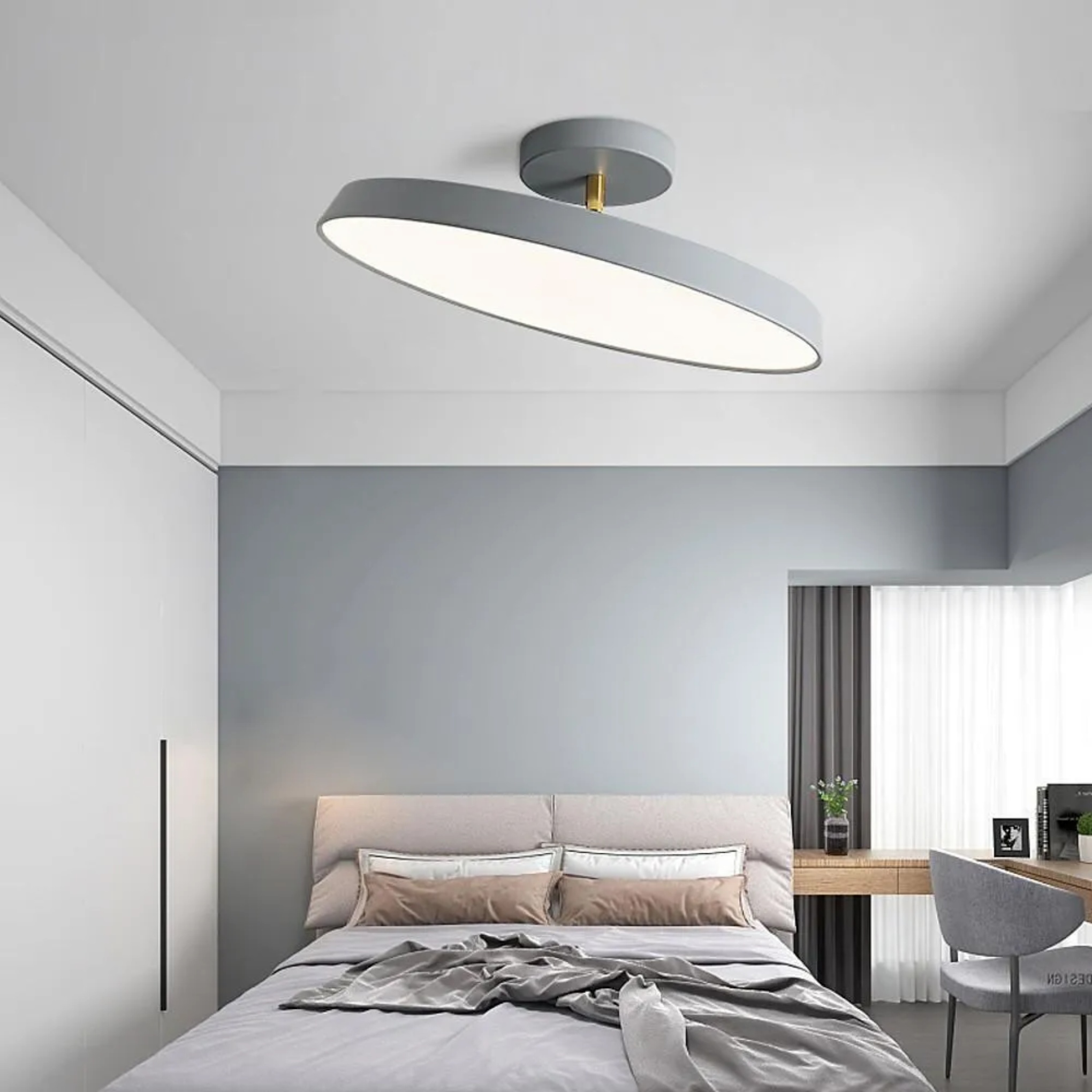 Nordic circular white semi-flush mount light, Lighom