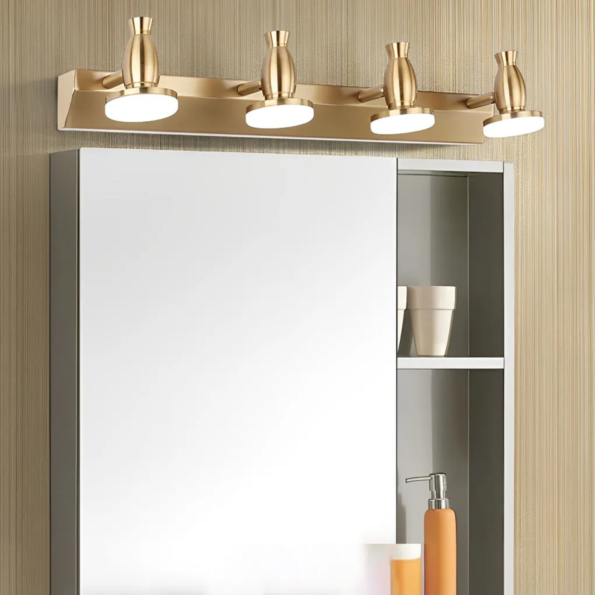 Lighom modern vanity rotatable gold bathroom vanity lighting in synthetic — Warm White (3000K) / 3-Light