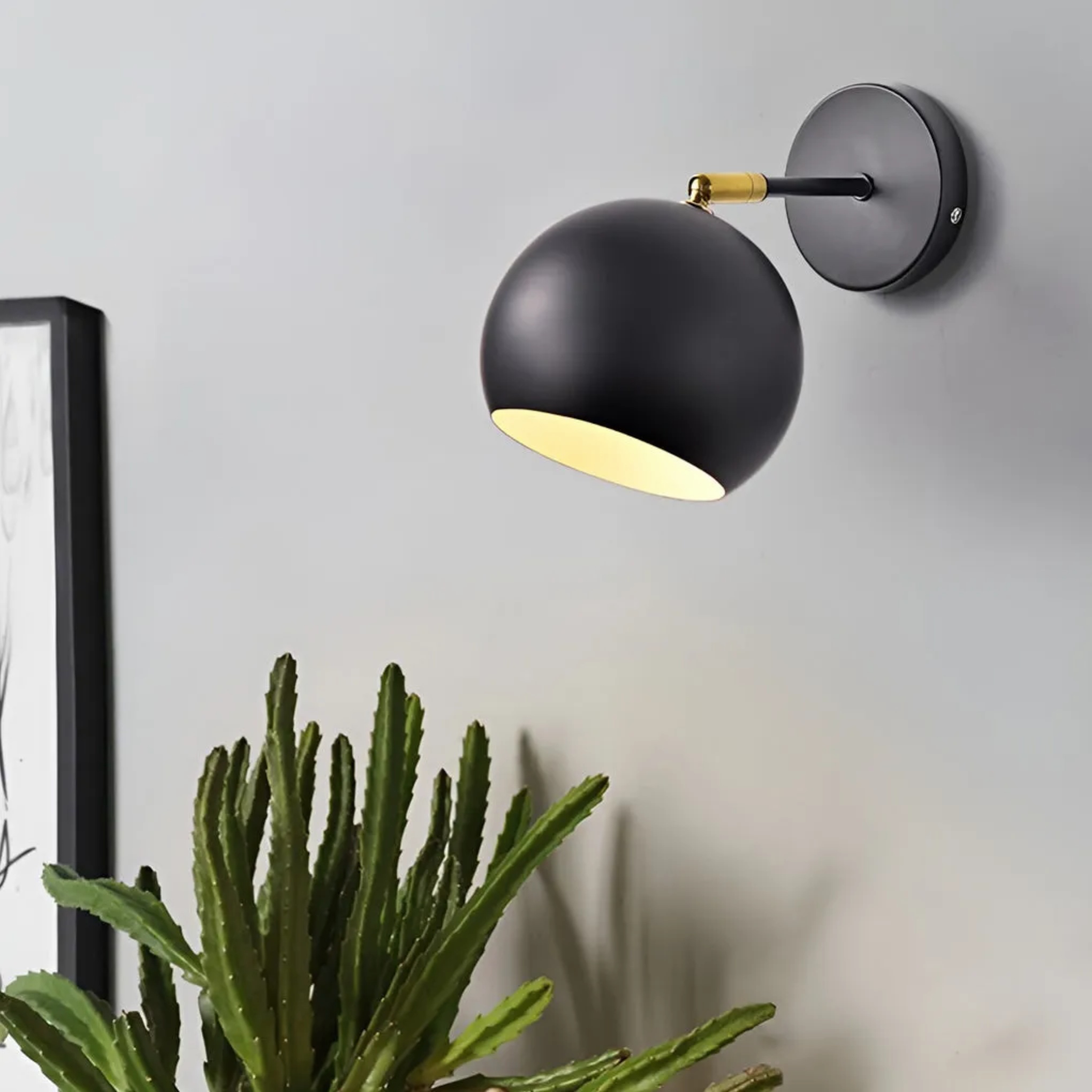 Lighom modern plug-in hemispherical white wall sconces in metal