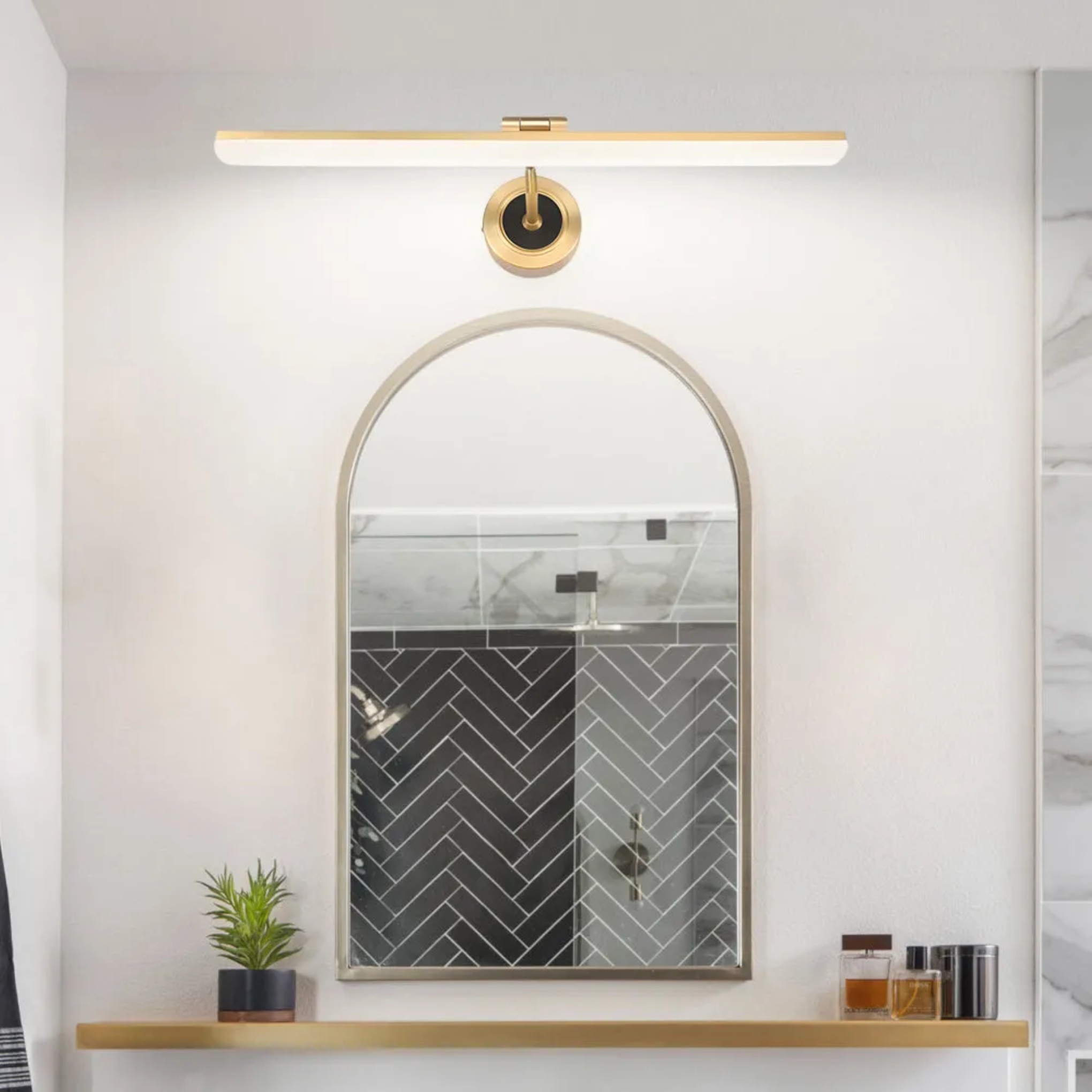 Modern mirror vanity bathroom vanity lighting in synthetic — 22.8" L x 7.9" W x 3.9" H / Matte Black