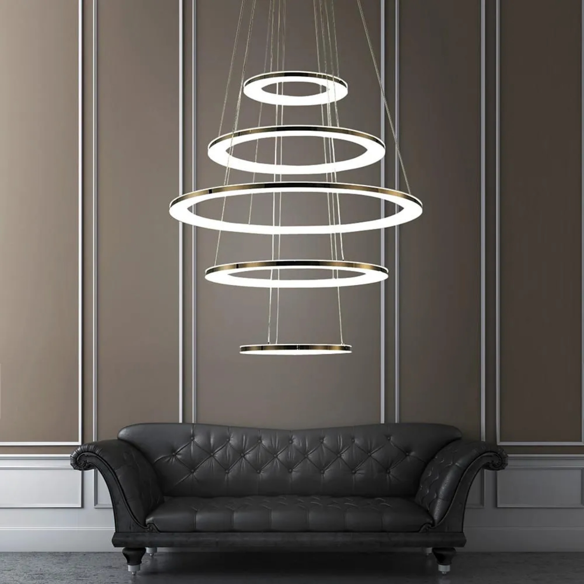 White modern 5-tiered chandeliers — Warm White (3000K)