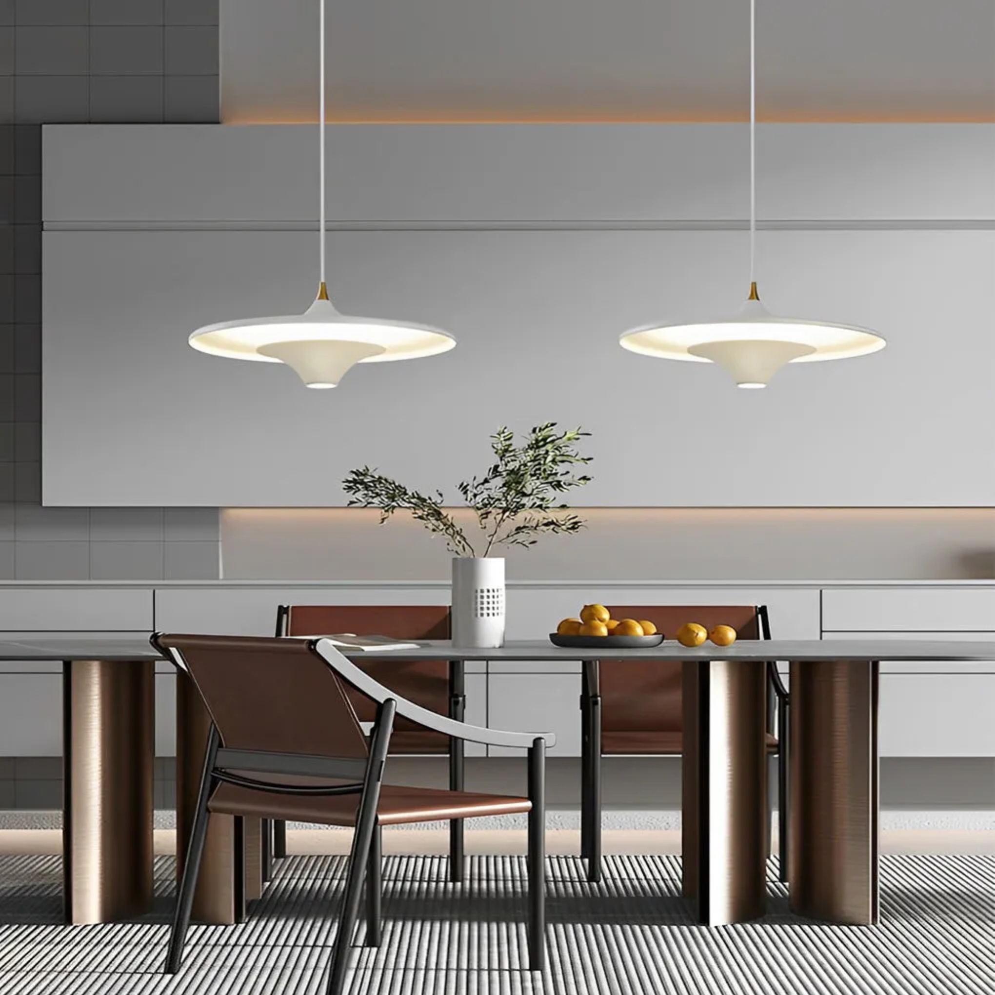Lighom modern cob round black pendant lighting in metal — Matte Black