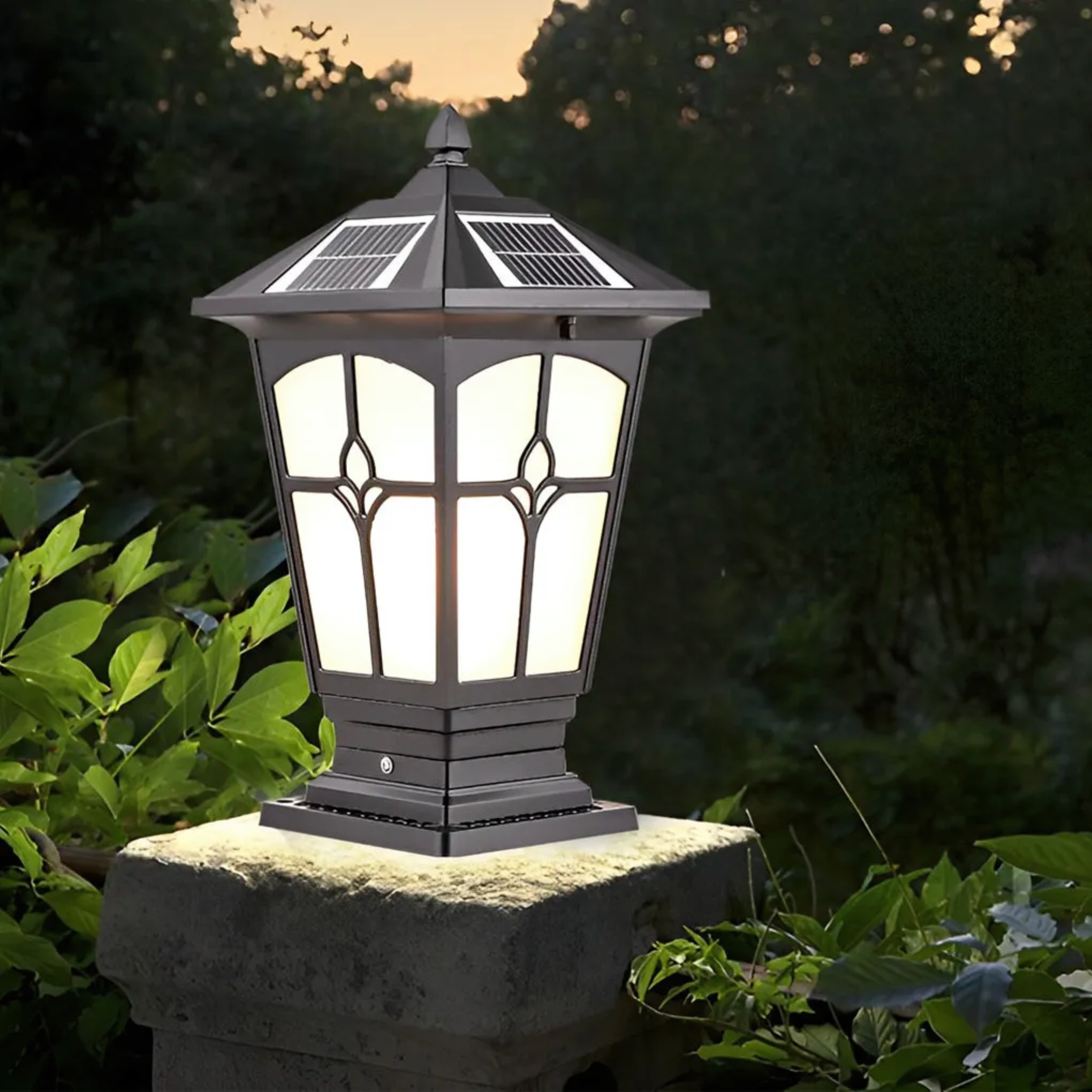 Lighom modern retro pillar brown outdoor post lights in aluminum — Hardwired