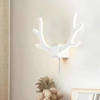 Lighom modern antler pull-switch black wall sconces in iron — Cool White (6000K) / White