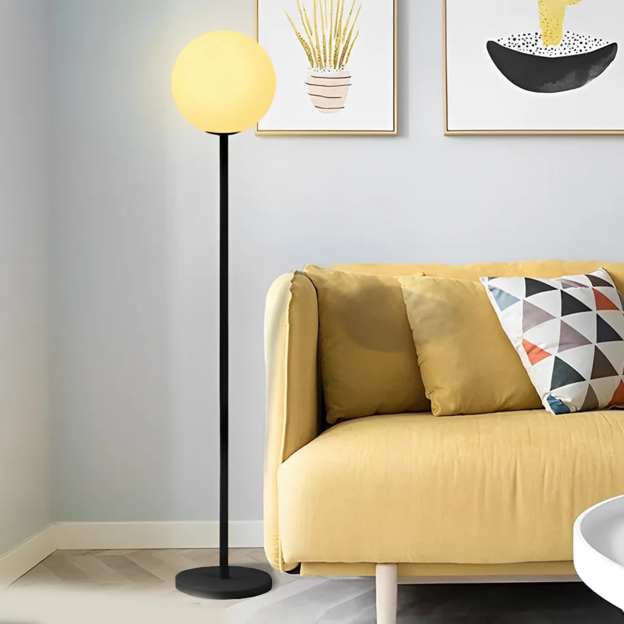 Lighom modern globe 16-color synthetic metal floor lamps