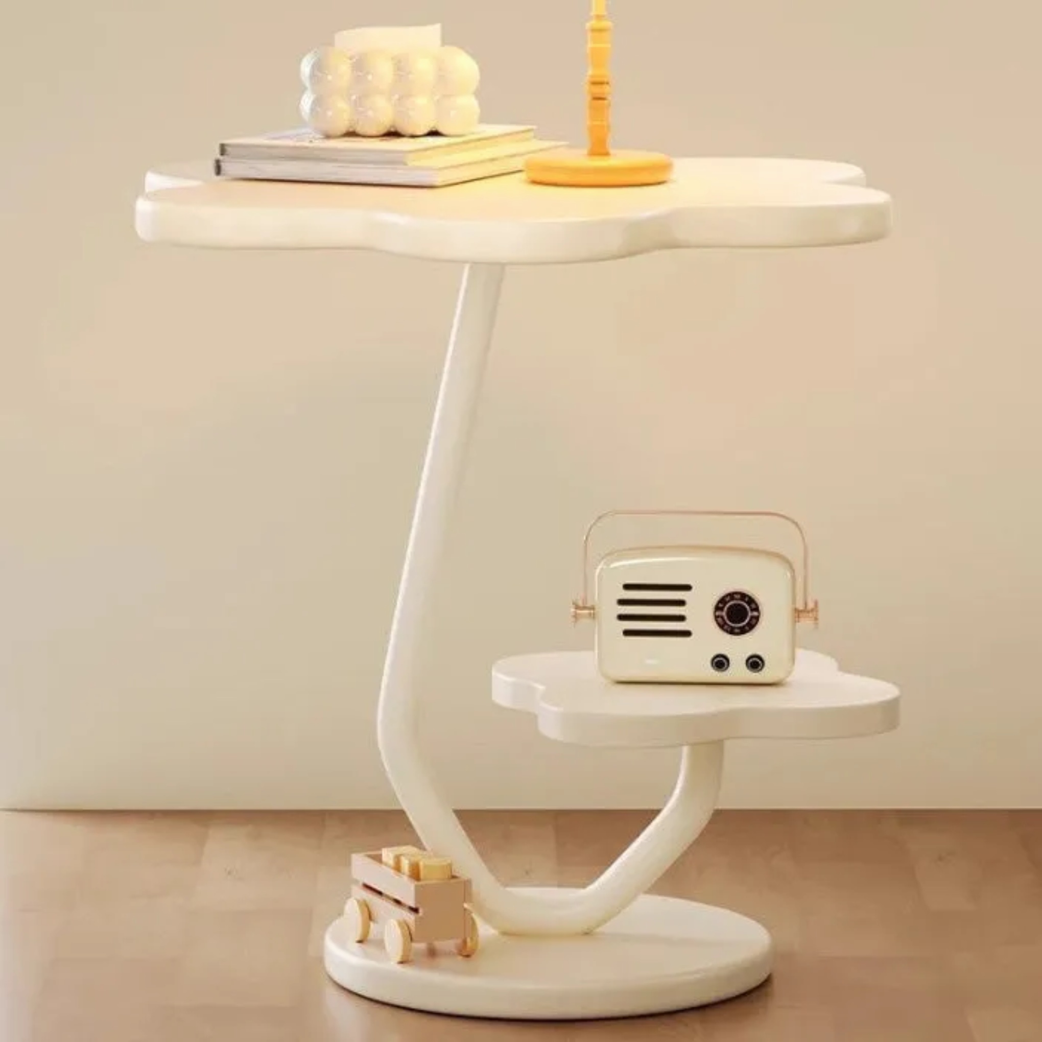 Art deco 2-tier wood end & side tables, Lighom