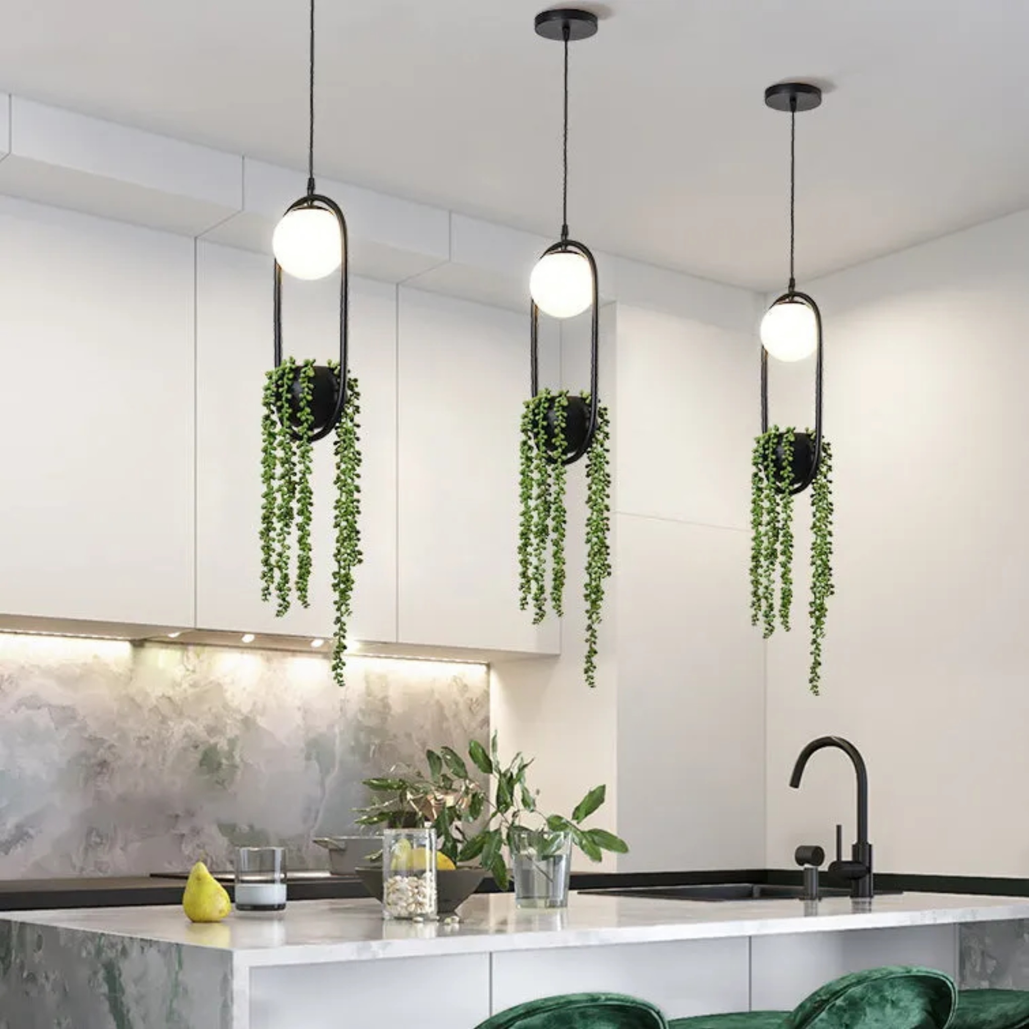 Lighom greenery elliptical iron pendant lighting for kitchen — 110V-120V (US/CA)