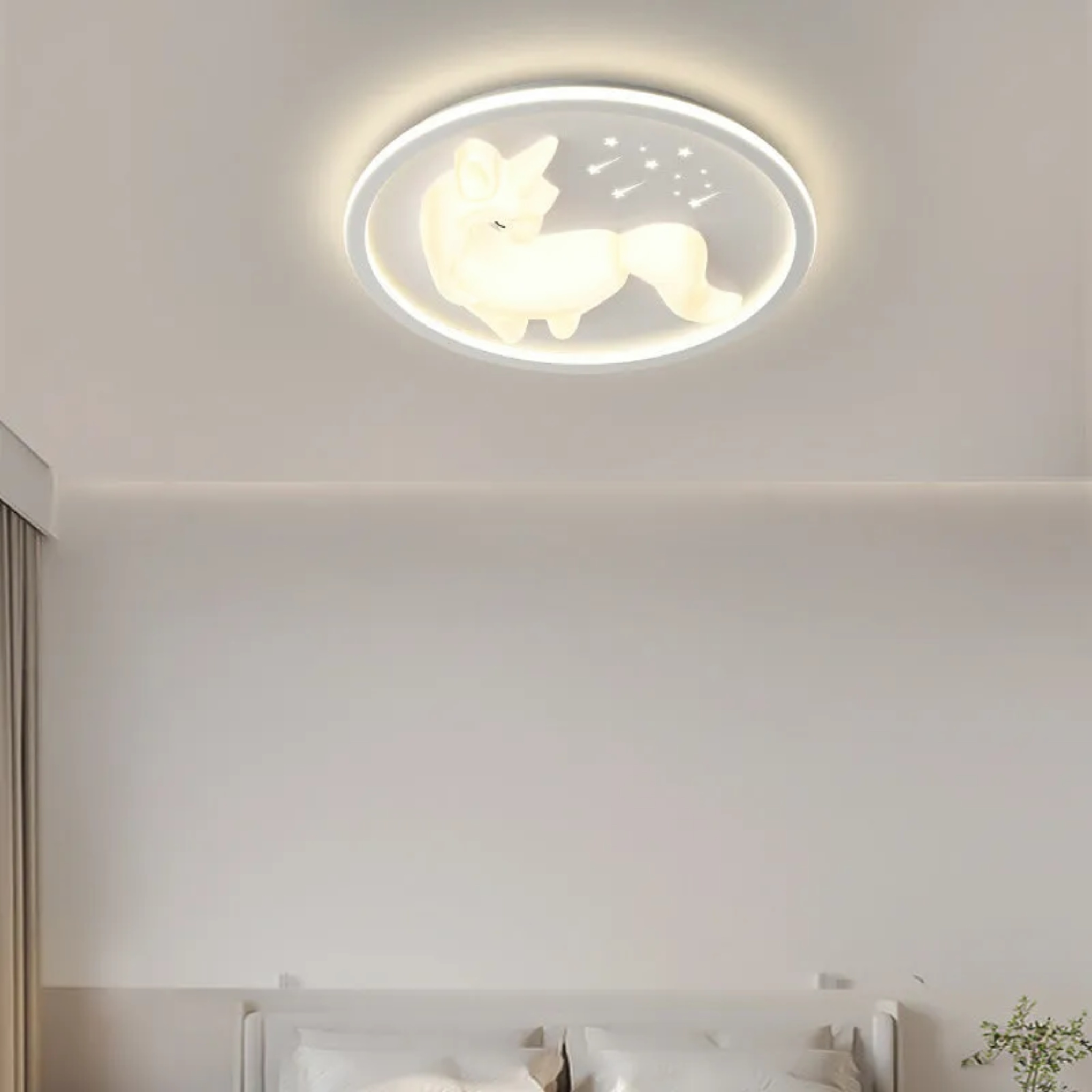 Art deco unicorn art white flush mount lighting — 110V-120V (US/CA