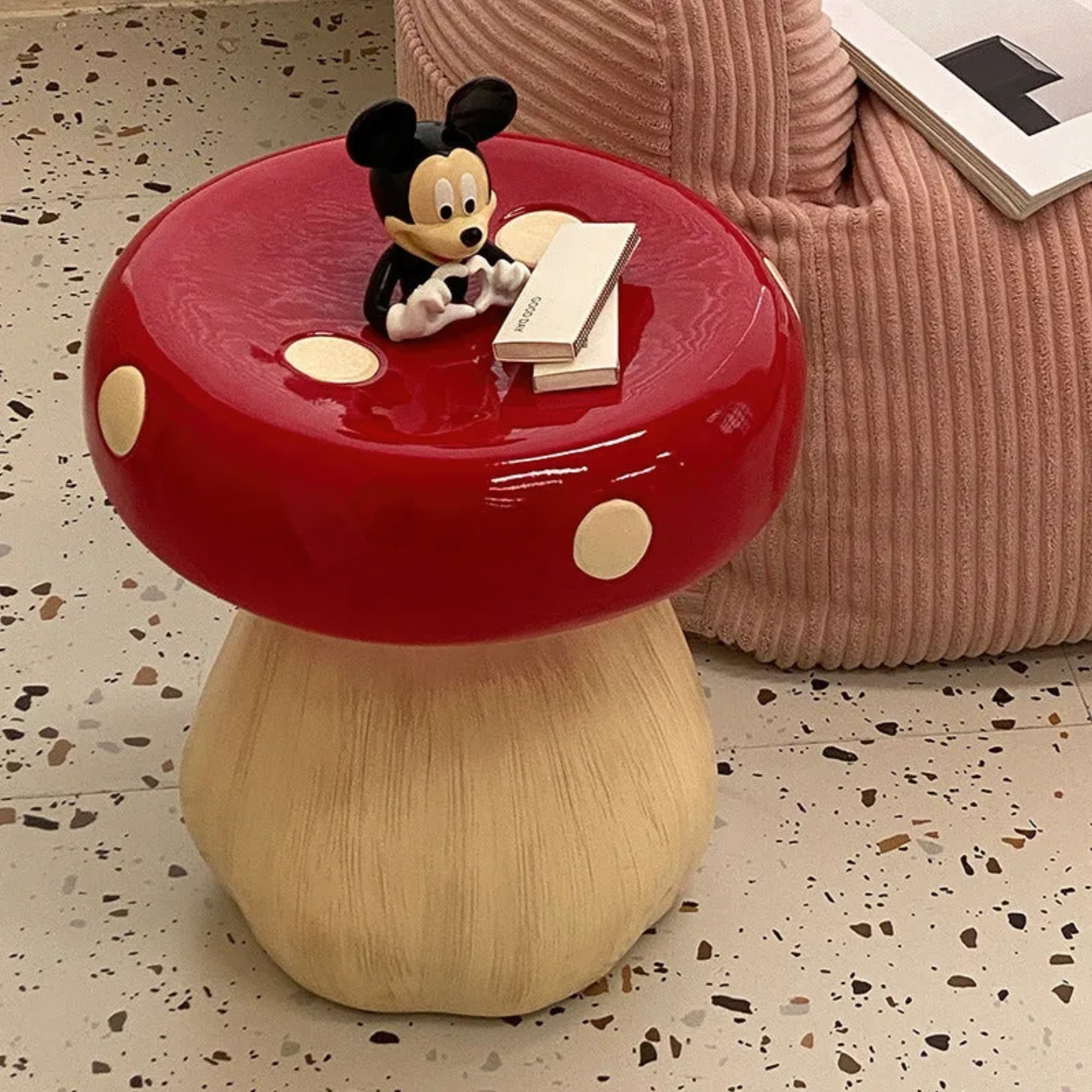 Art deco low art red footstools