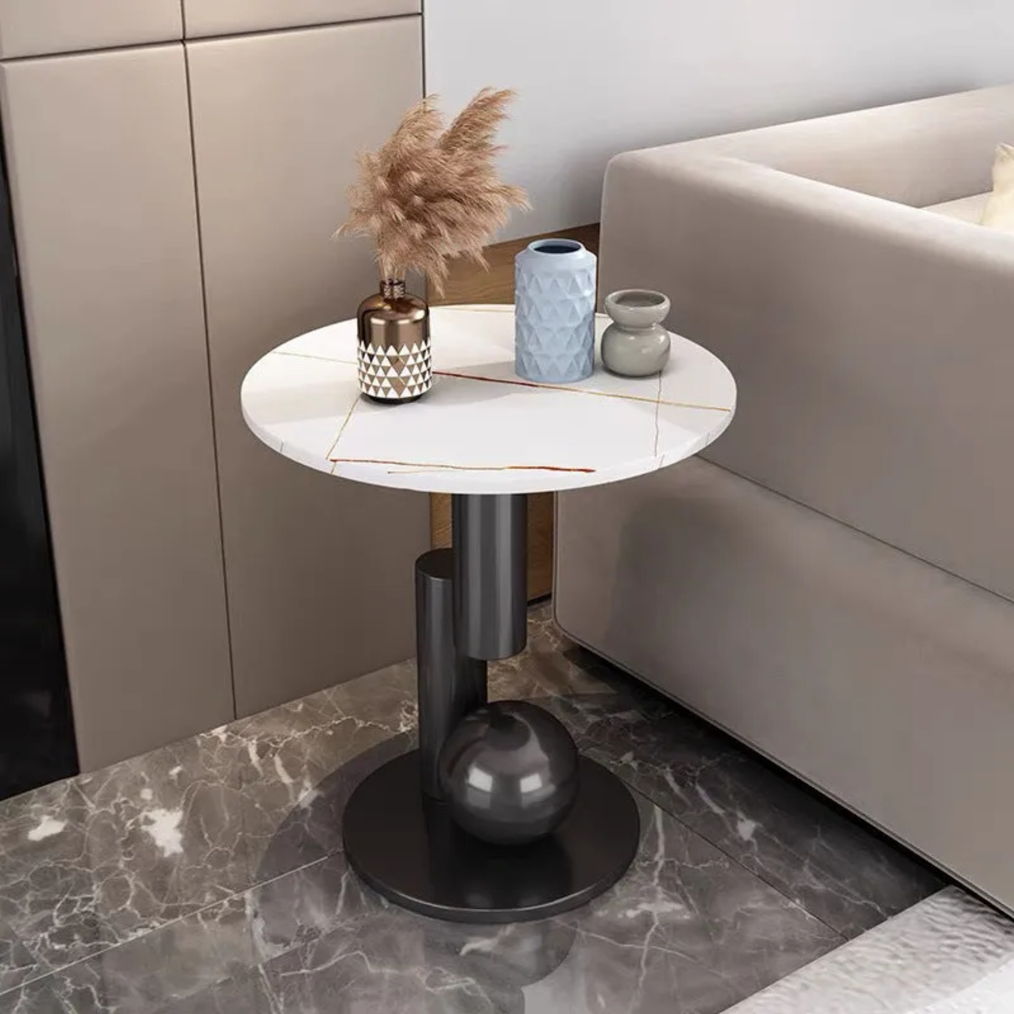 Art deco art round natural iron coffee tables — Style A