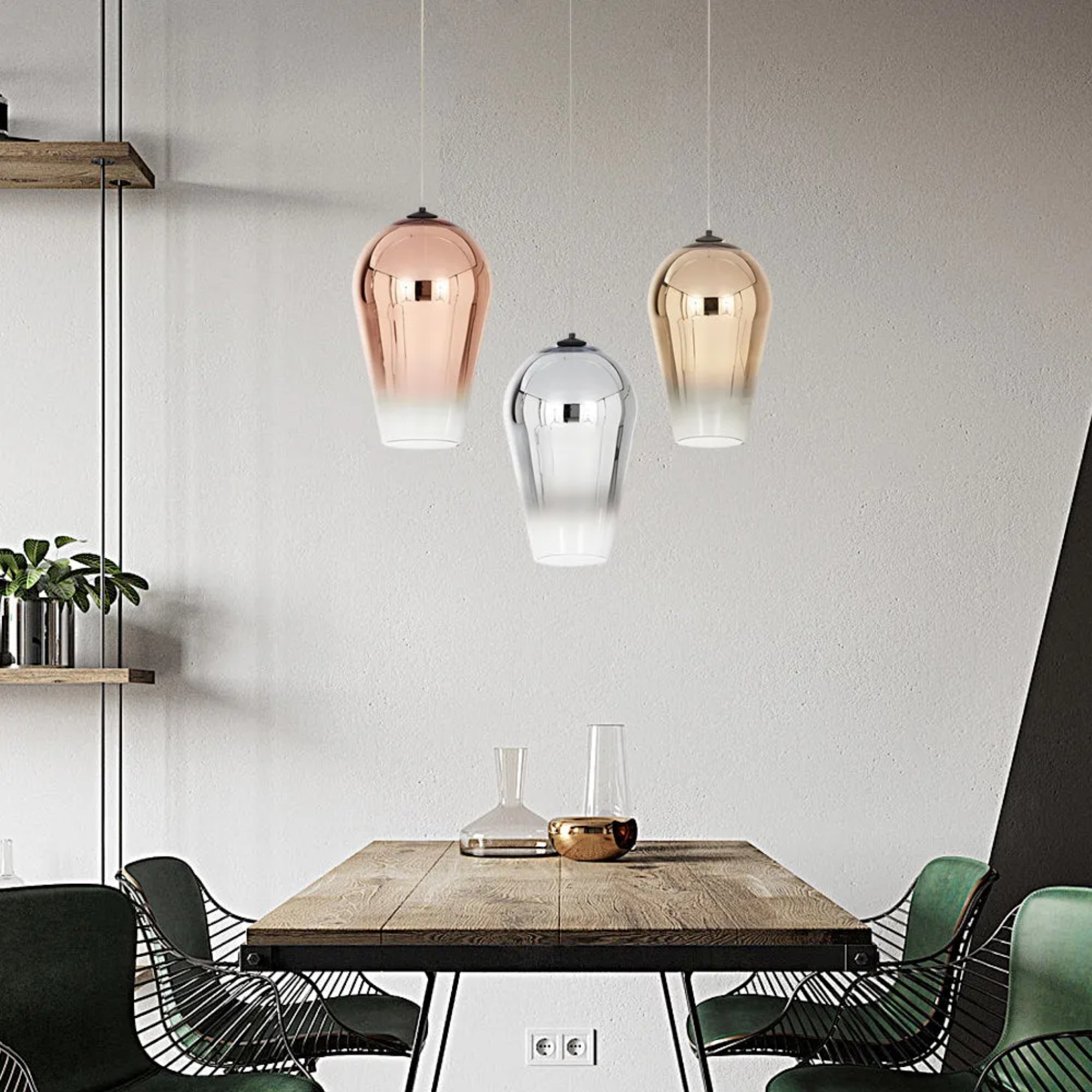 Modern gradient art glass pendant lighting — 7.1"X11.8" / Polished Chrome