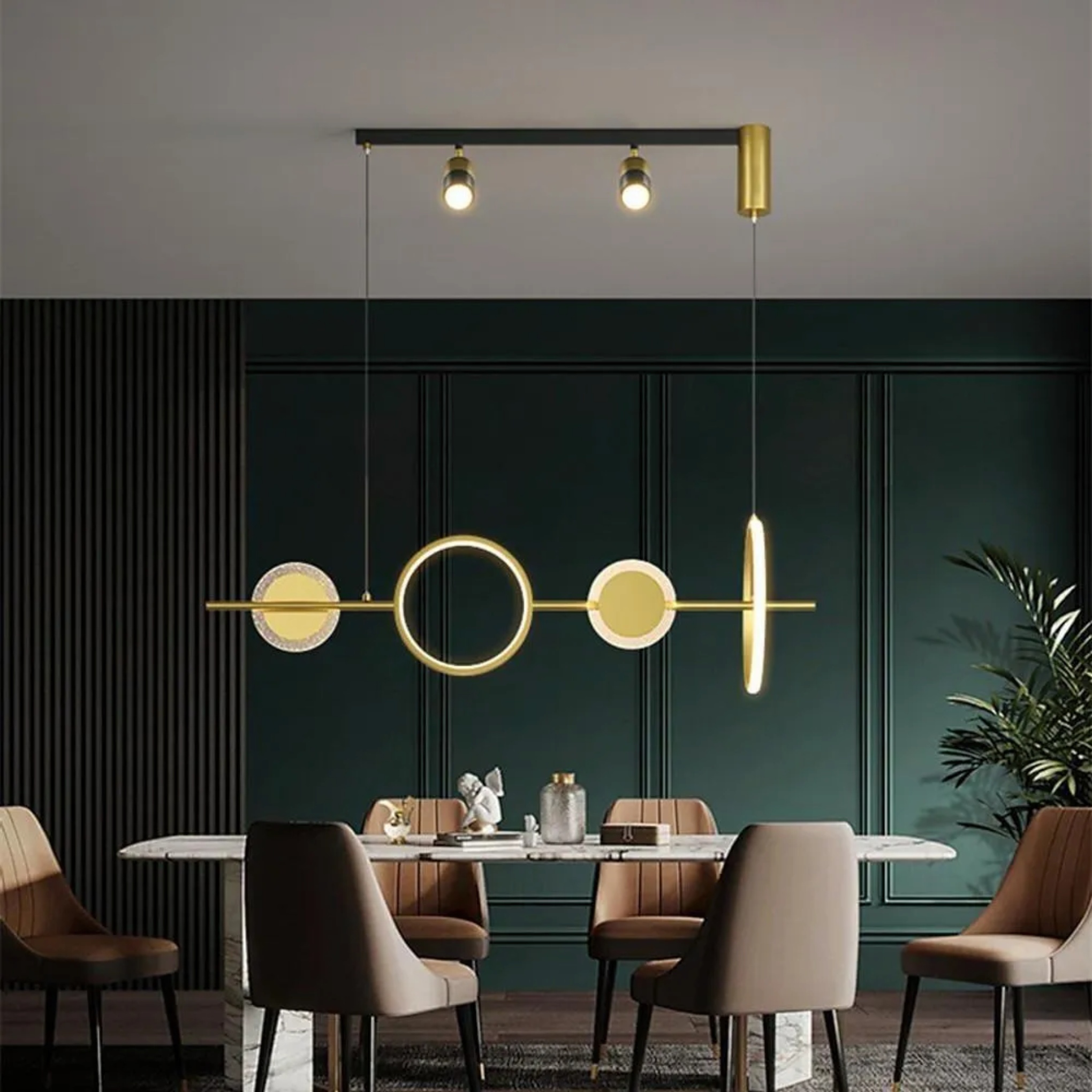 Industrial circle linear black synthetic pendant lighting, Lighom — Natural White (4000K)