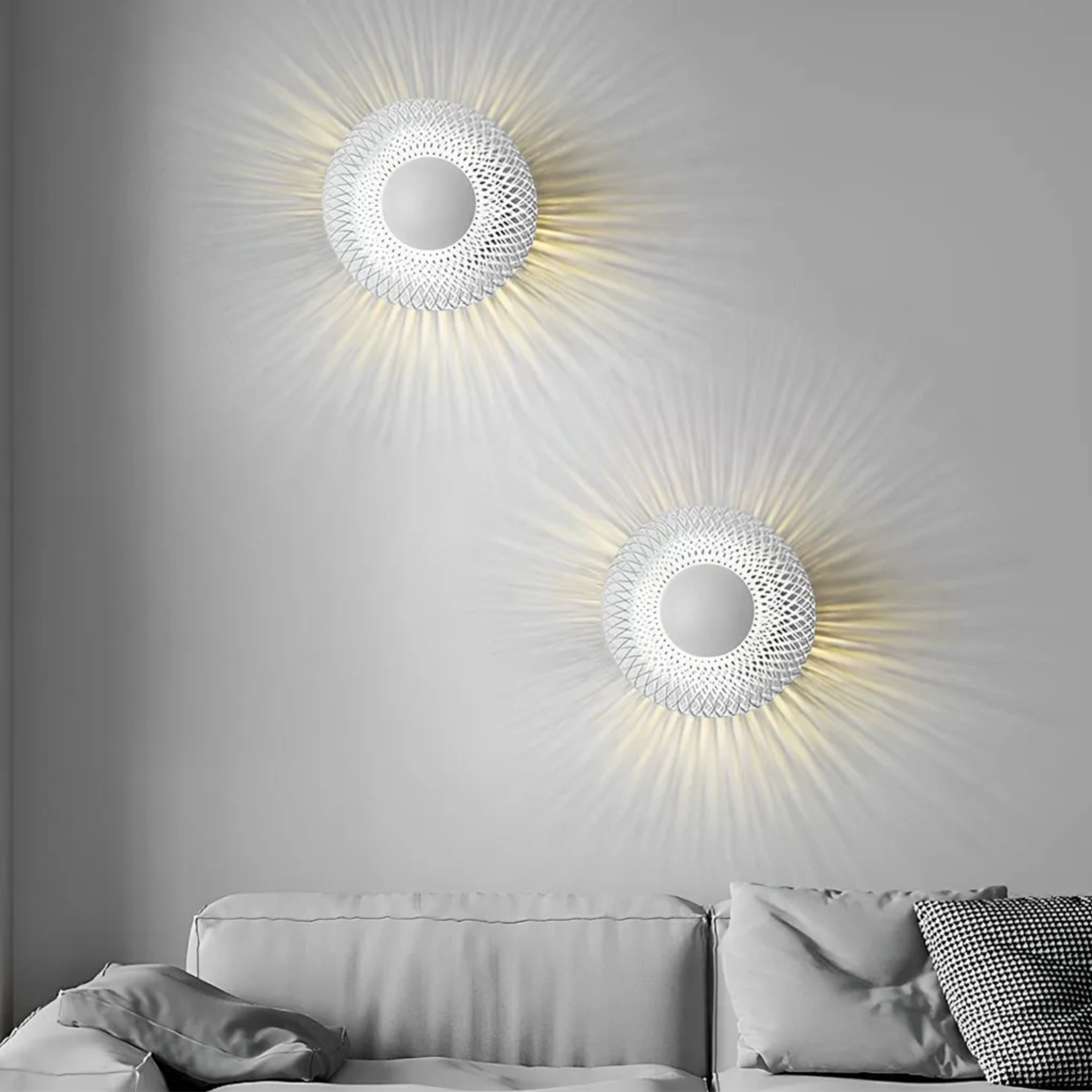 Lighom modern artistic grid black wall sconces in metal — Cool White (6000K) / Matte Black