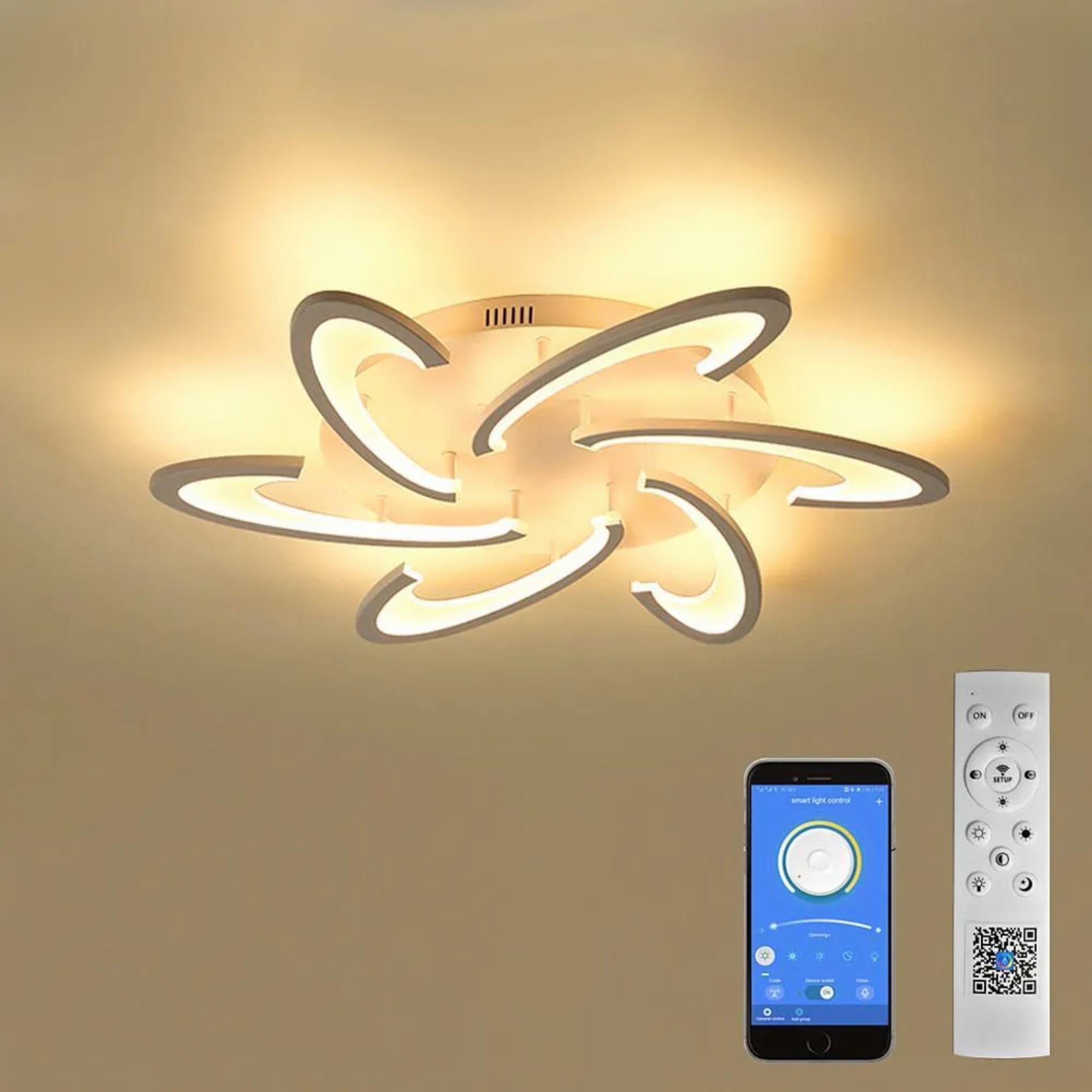 Lighom modern artistic geometric black semi-flush mount light in acrylic — Dimmable / White / 3-Light