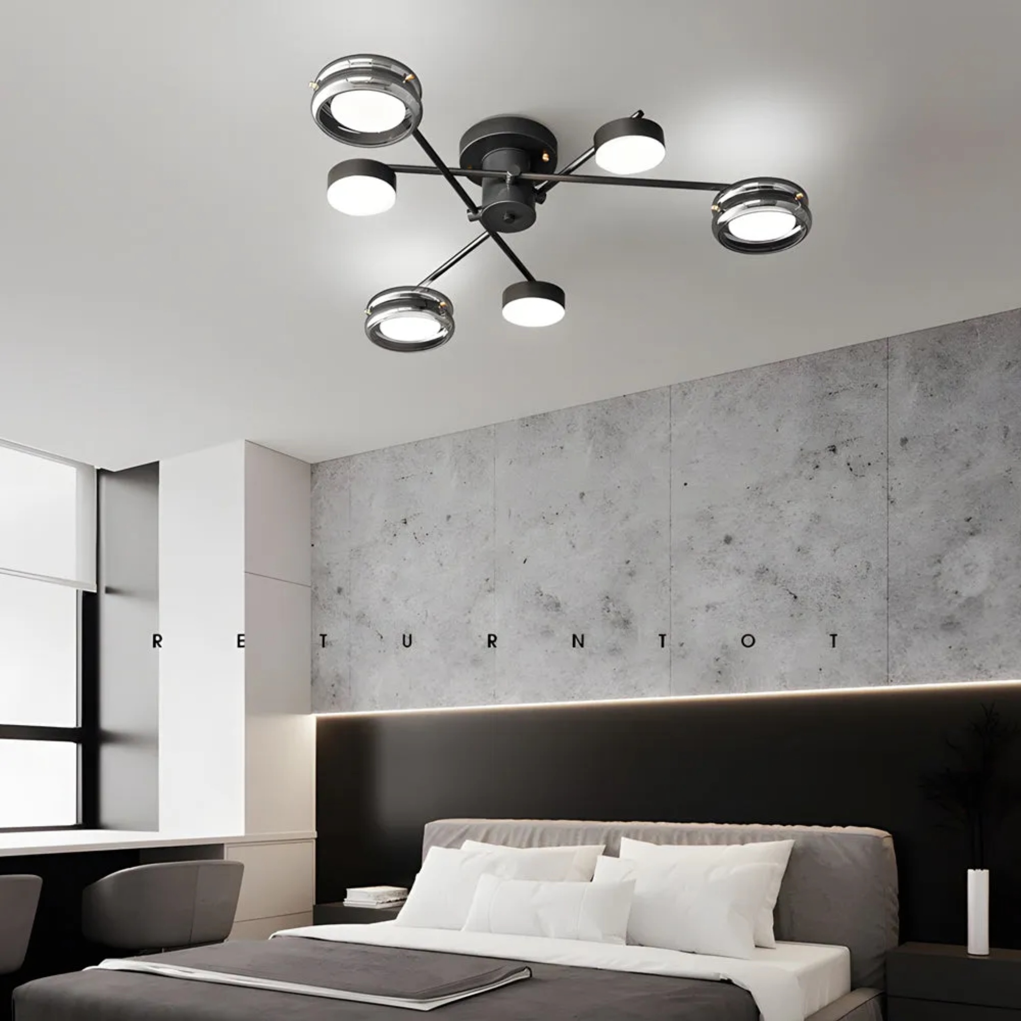 Lighom nordic multi-head matte metal semi-flush mount light — 6-Light