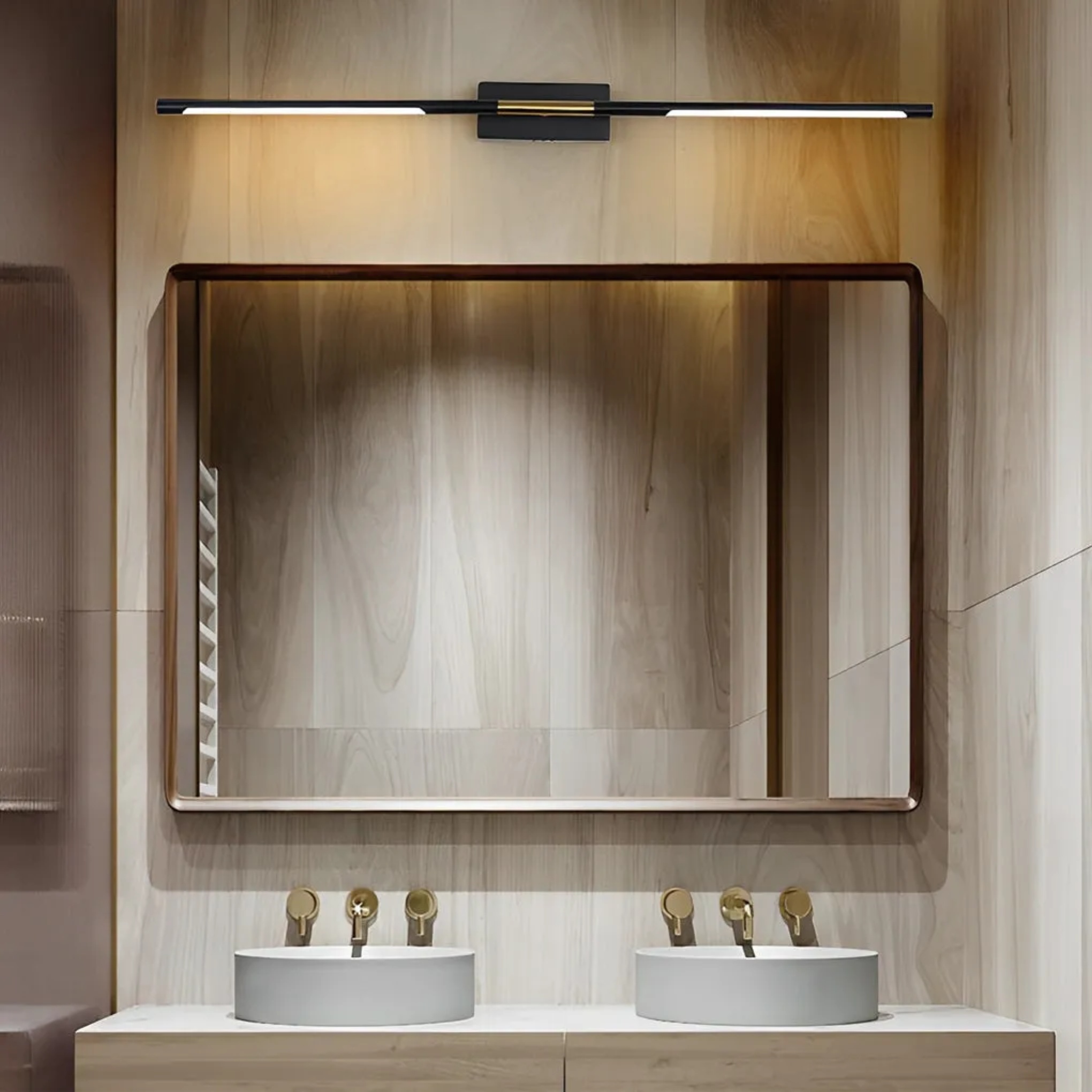 Lighom creative vanity linear black bathroom vanity lighting in synthetic — 23.6" L x 2.4" H / Cool White (6000K)