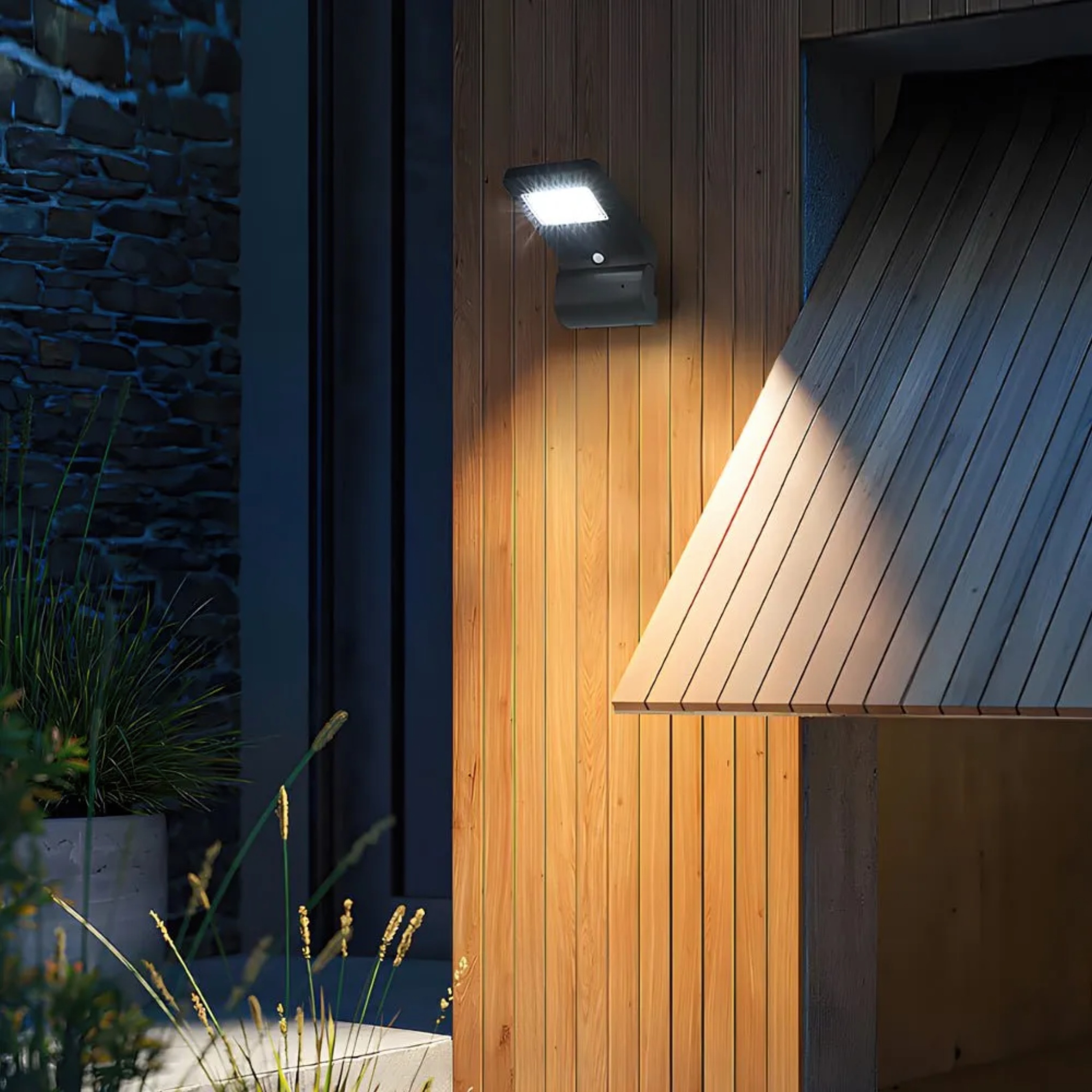 Synthetic outdoor wall lighting in black — Cool White (6000K)
