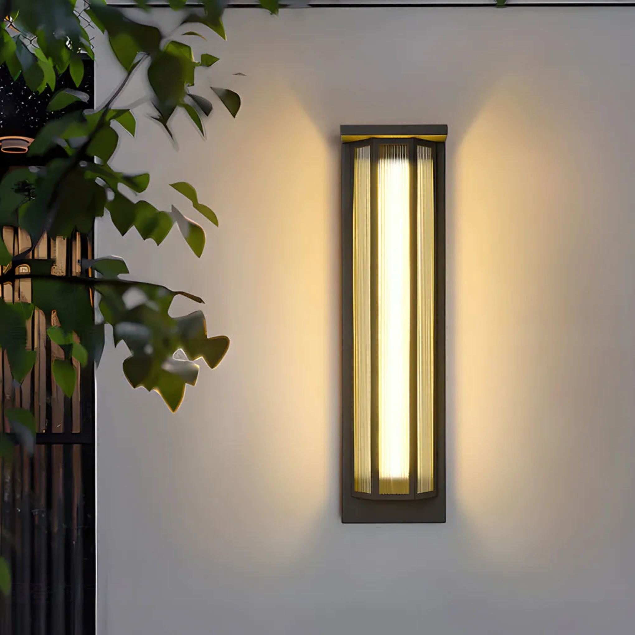 Lighom industrial rectangular acrylic outdoor wall lighting — 20.5" H / Warm White (3000K) / Hardwired