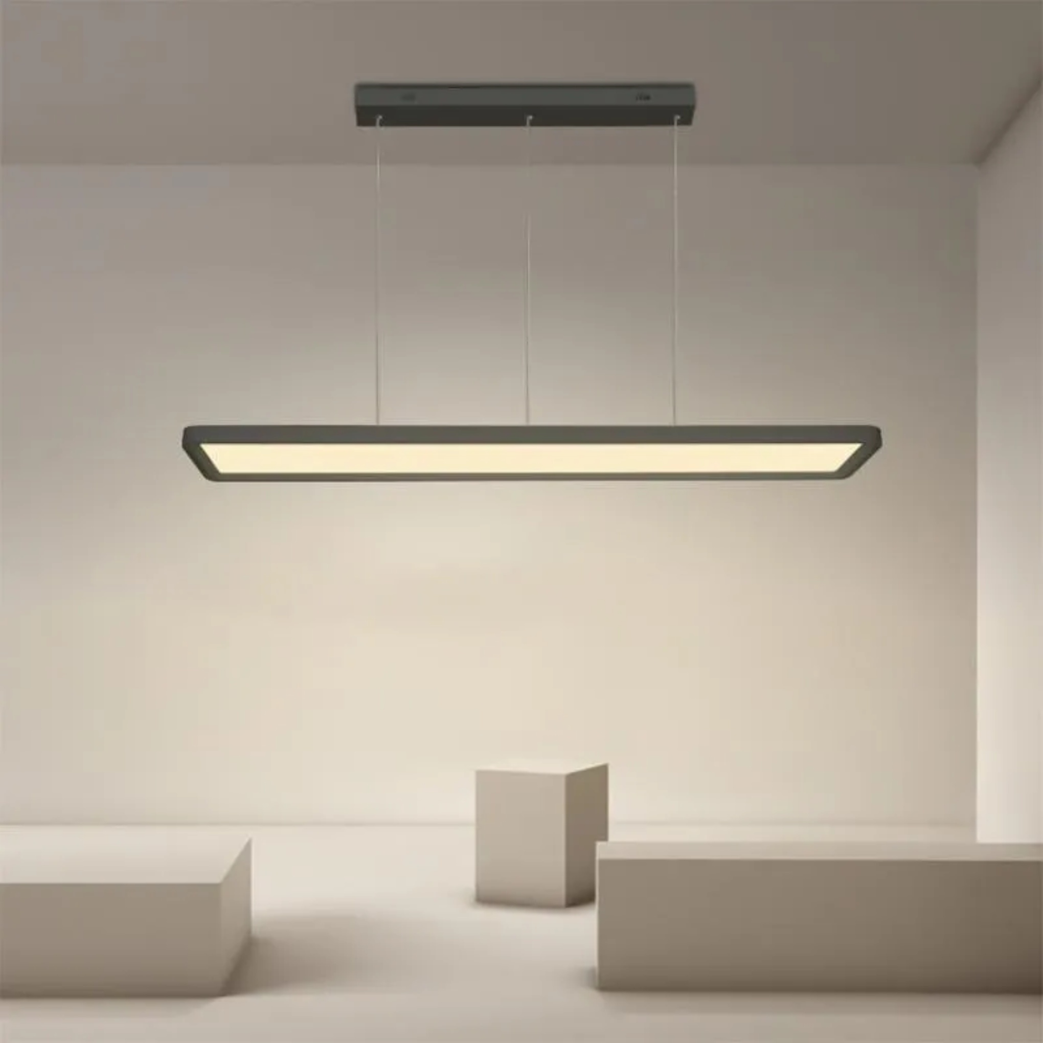 Rectangular synthetic pendant lighting for kitchen — 24" W x 8" D / Cool White (6000K)