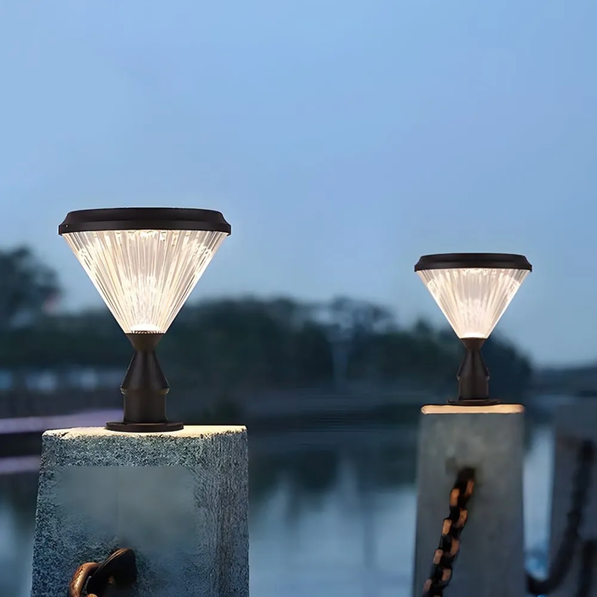 Transparent synthetic pier outdoor post lights - modern — Cool White (6000K)