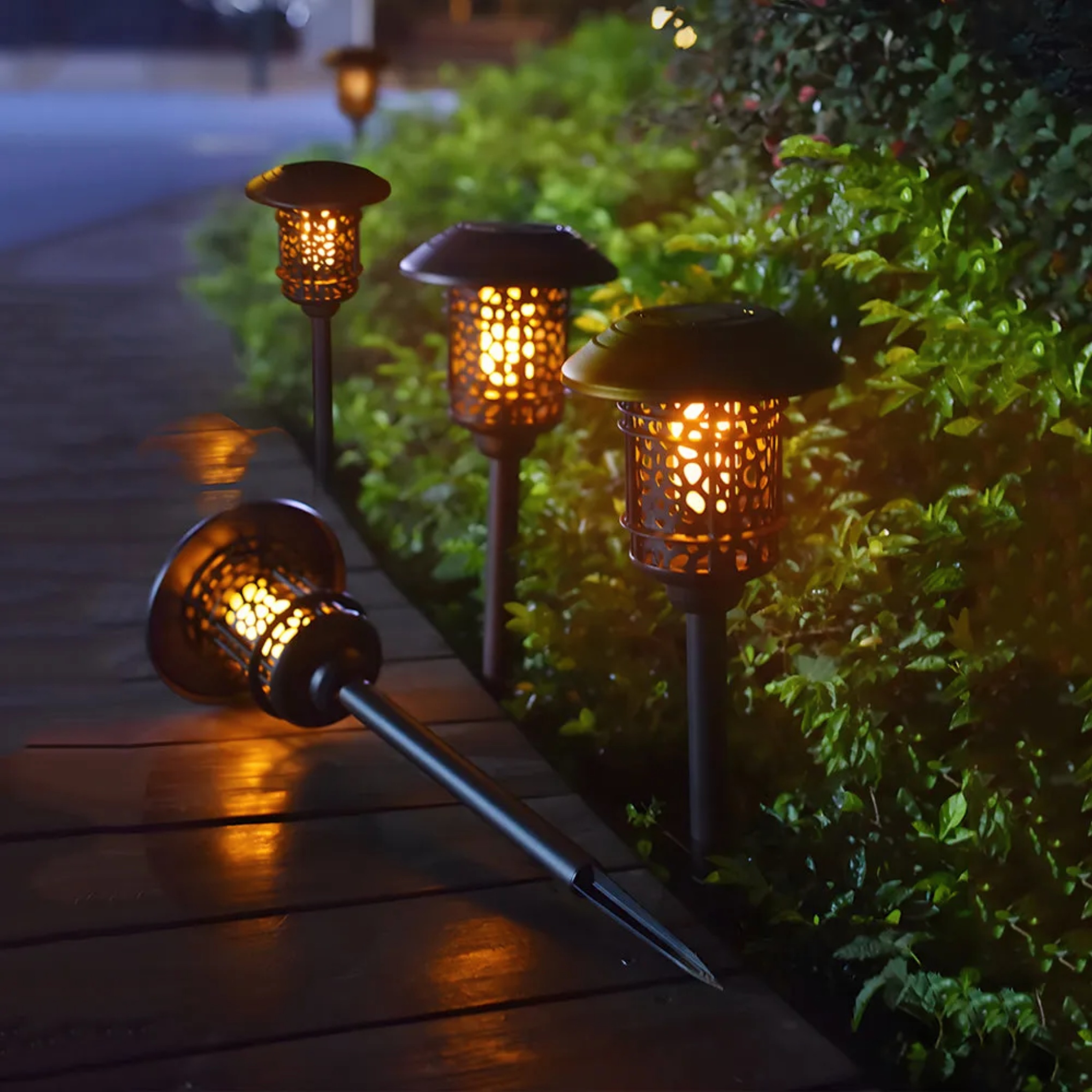 Lighom retro stake black landscape lighting in synthetic metal steel