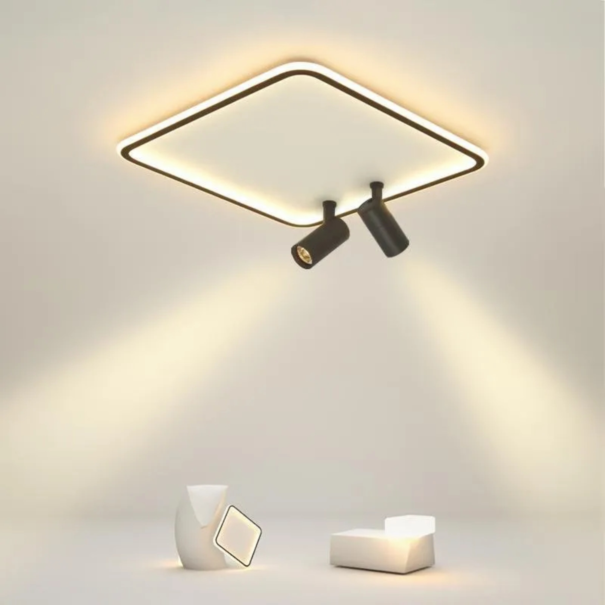 Lighom contemporary square spotlight synthetic flush mount lighting — 16" L x 16" W / Cool White (6000K) / White
