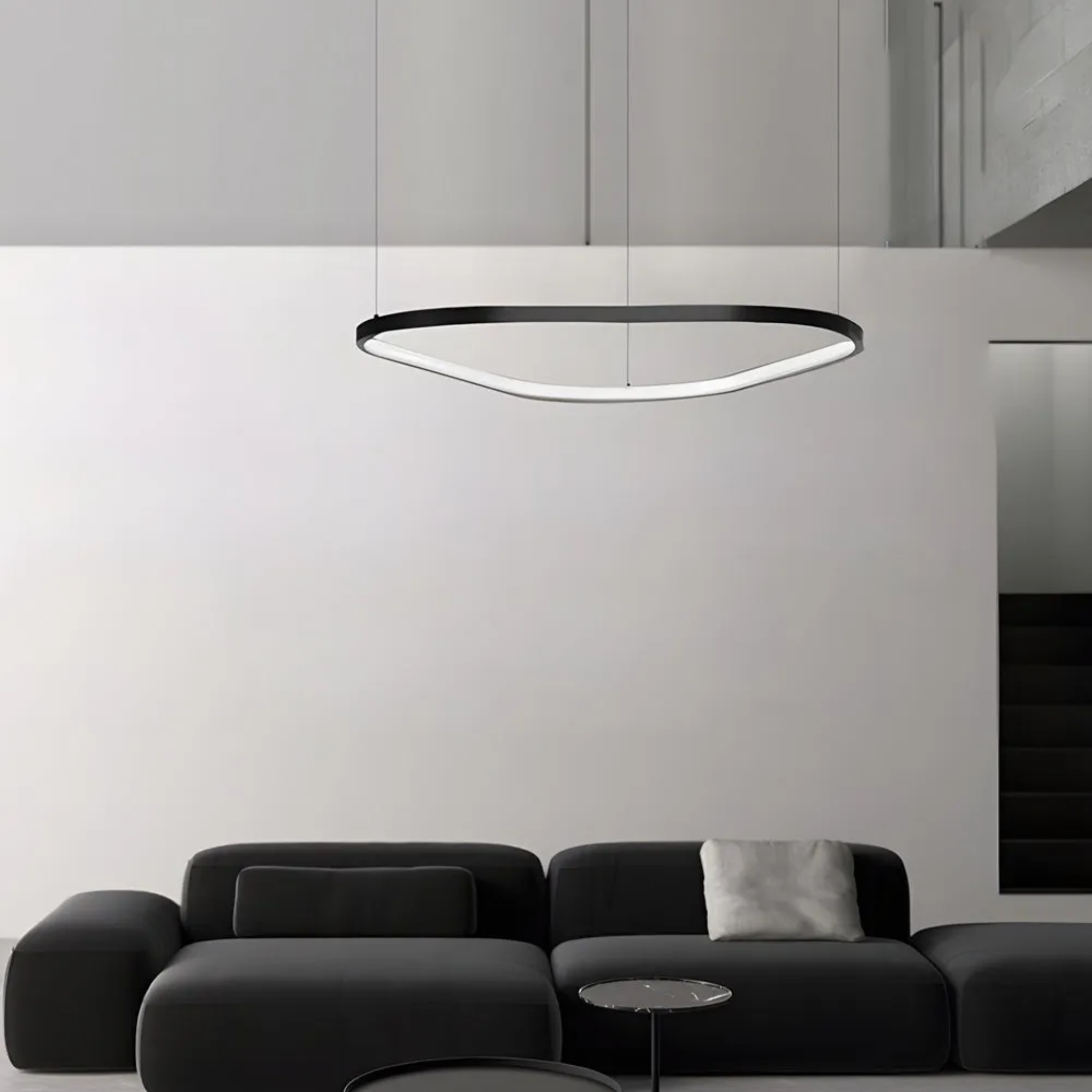 Black ring triangle chandeliers — Single Circle S