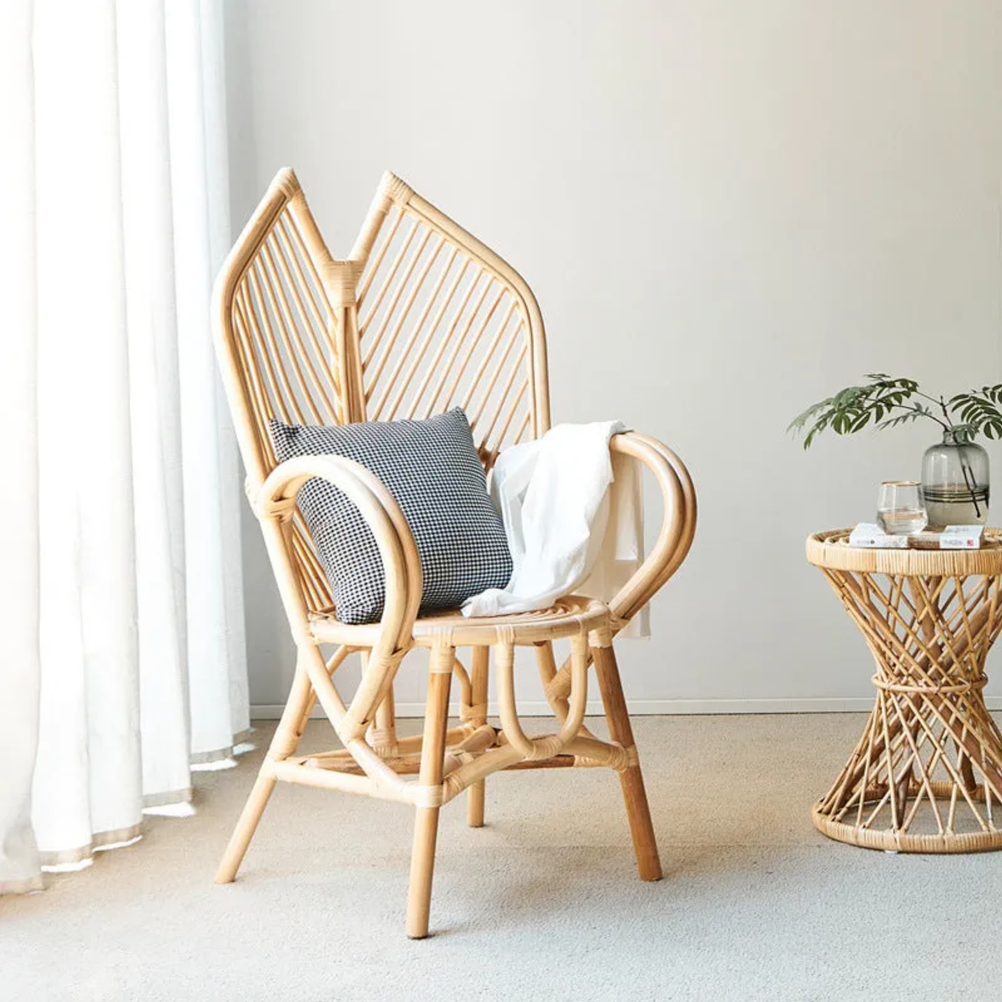 Rustic boho round yellow accent chairs