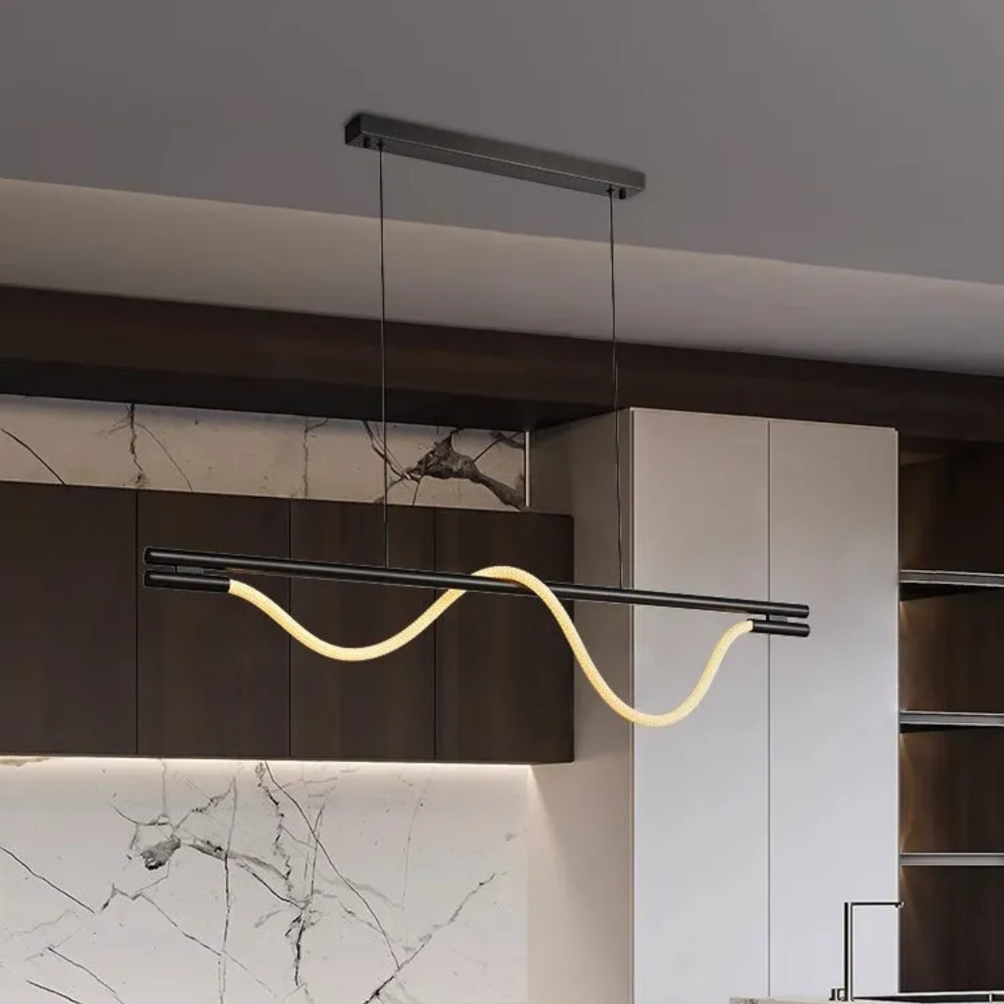 Lighom creative island silicone chrome chandeliers — 47.24" W x 78.74" L x 9.06" H / Copper / 110V-120V (US/CA)
