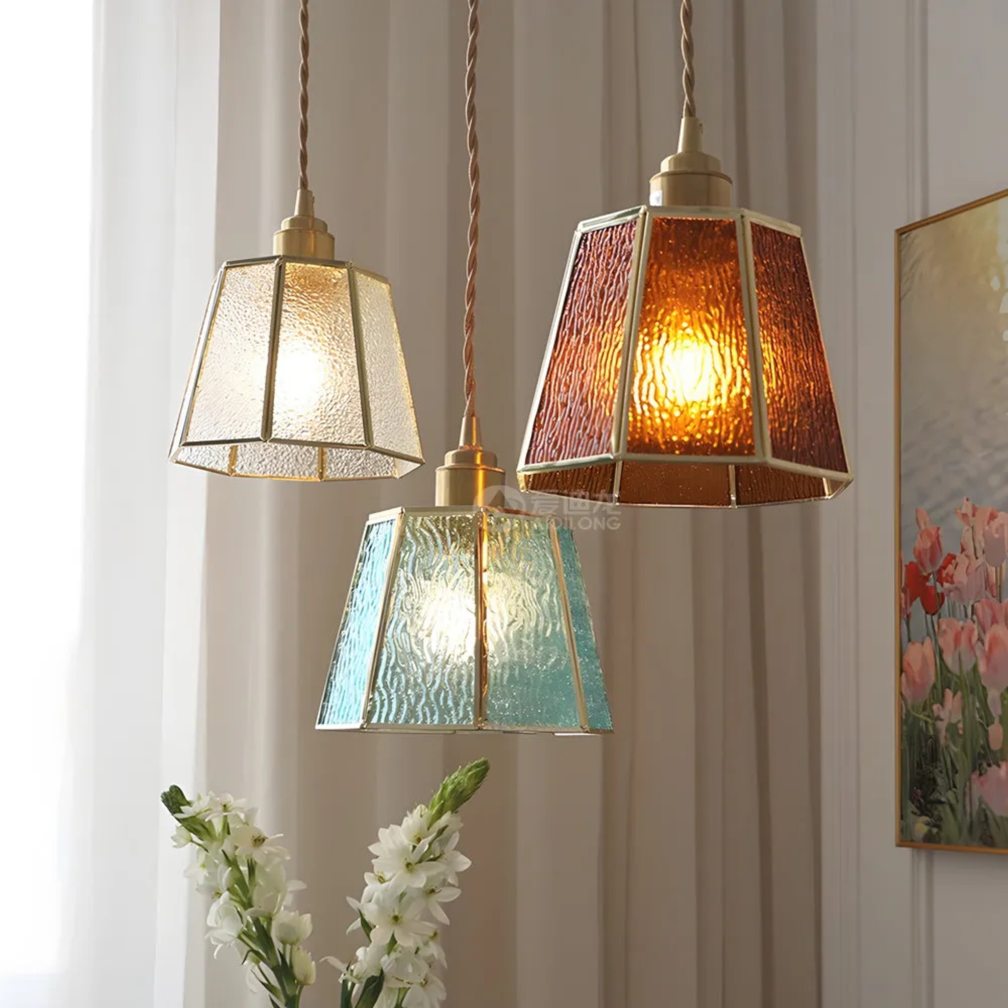 Nordic height blue pendant lighting — Transparent