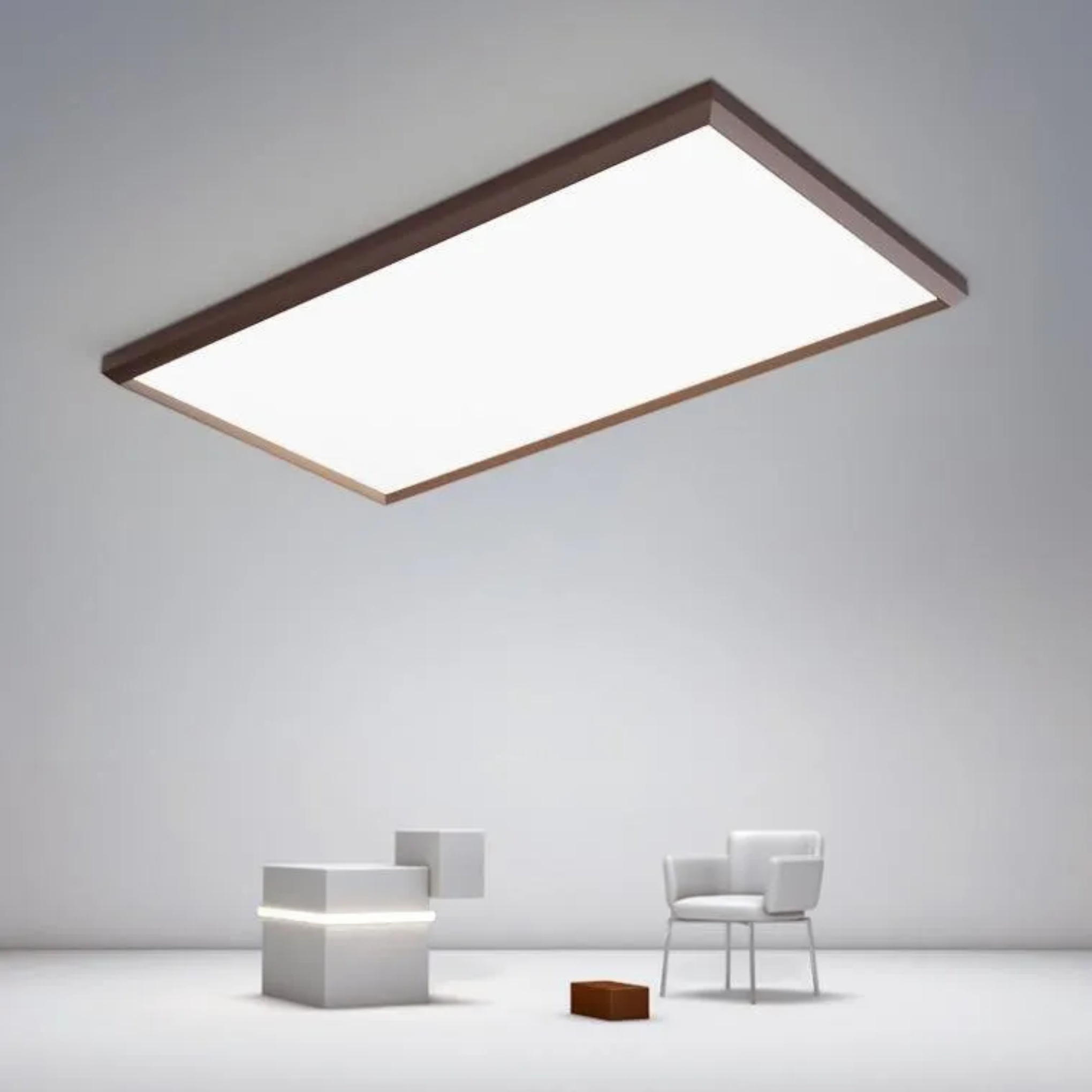 Contemporary portrait brown flush mount lighting — 31" L x 16" W / Cool White (6000K)