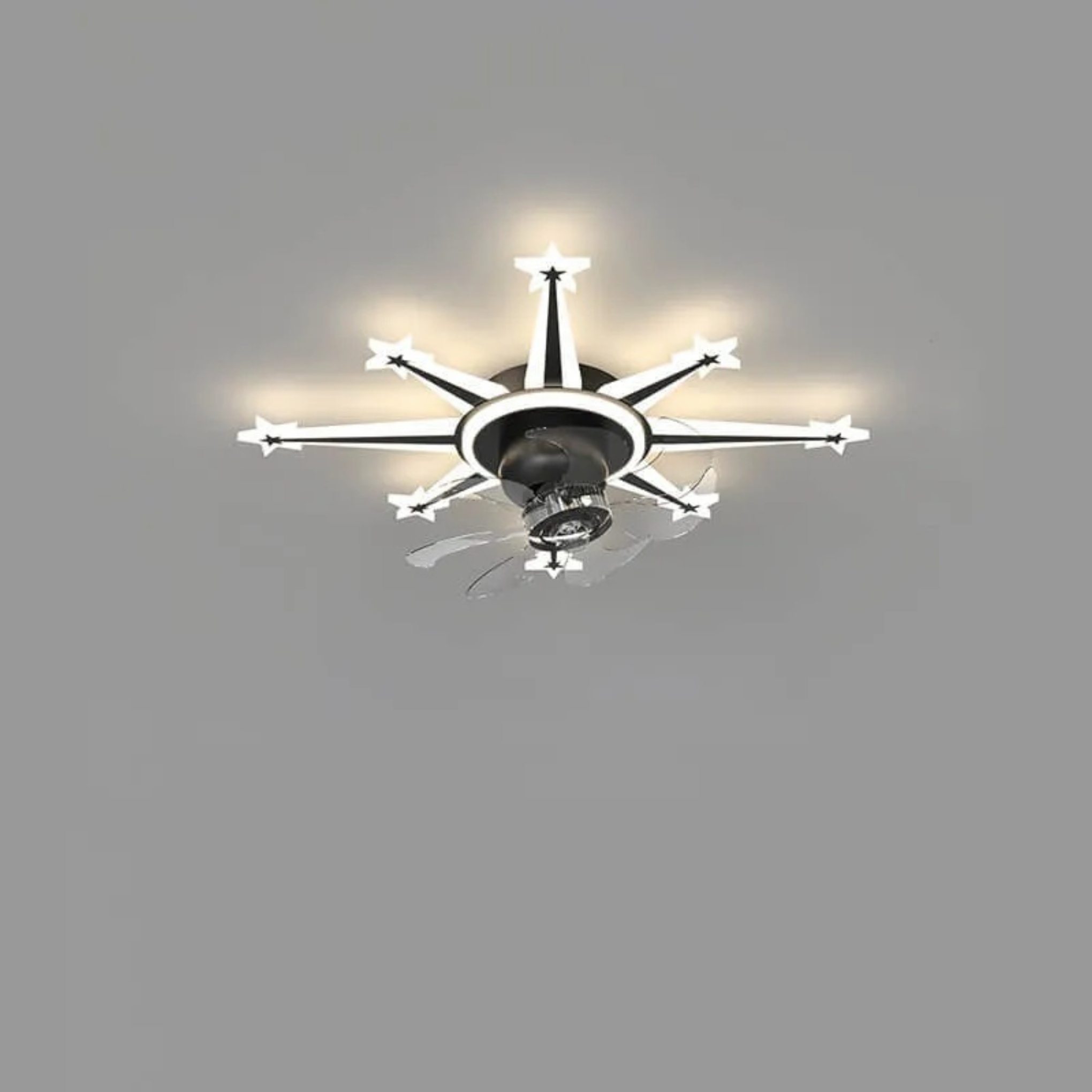 Lighom cartoon meteor childlike acrylic ceiling fans — Matte Black / 110V-120V (US/CA)