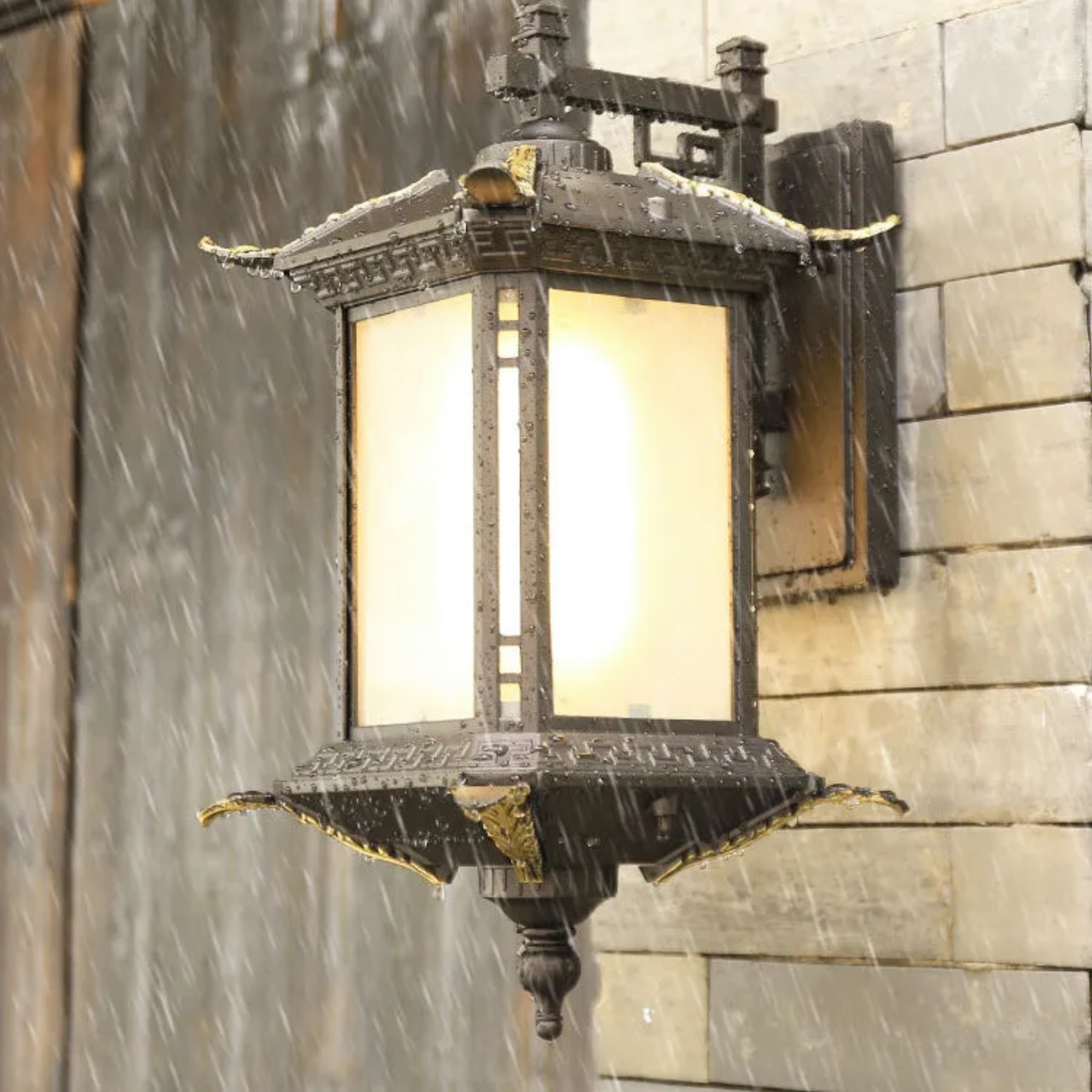 Lighom chinese tower rectangular aluminum outdoor wall lighting — 110V-120V (US/CA)
