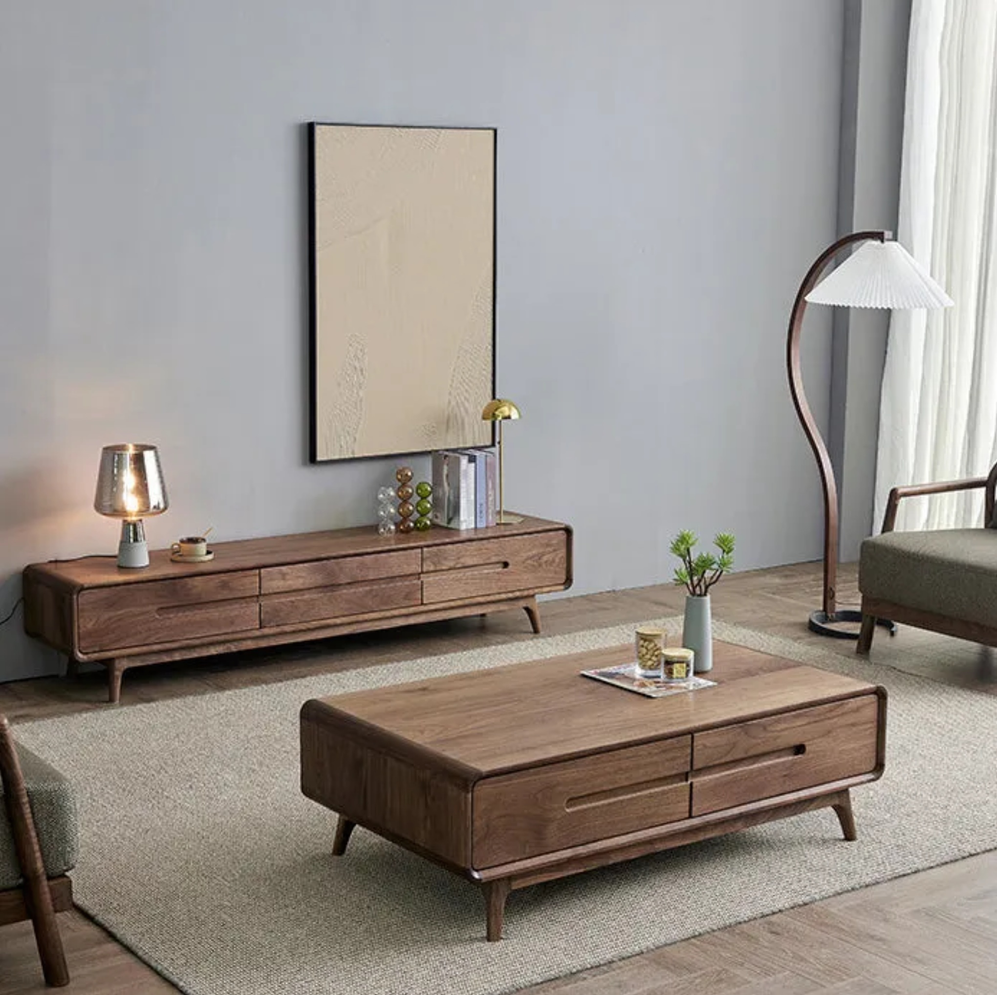 Traditional rounded black coffee tables, Lighom