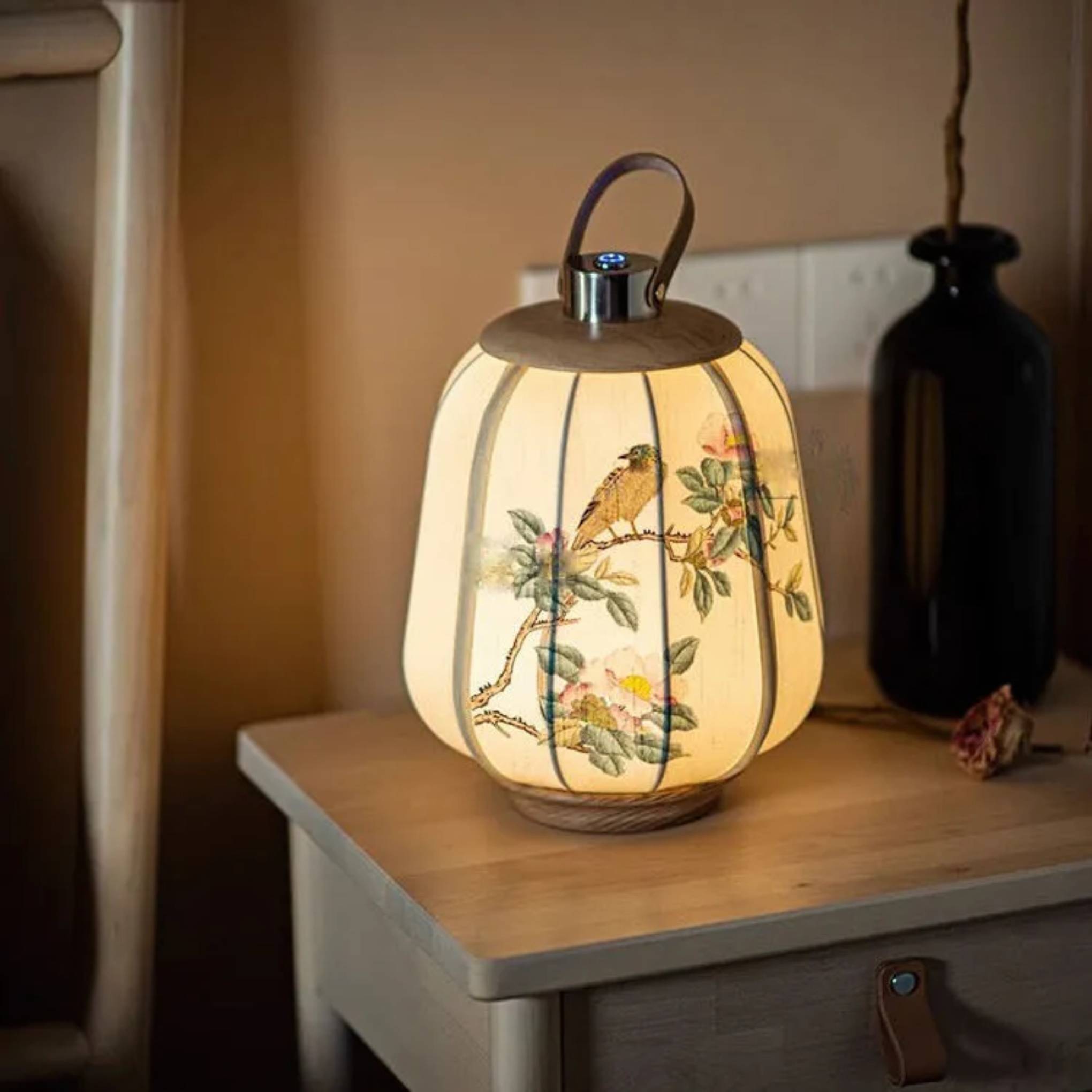 Lighom traditional lantern solid wood table lamps