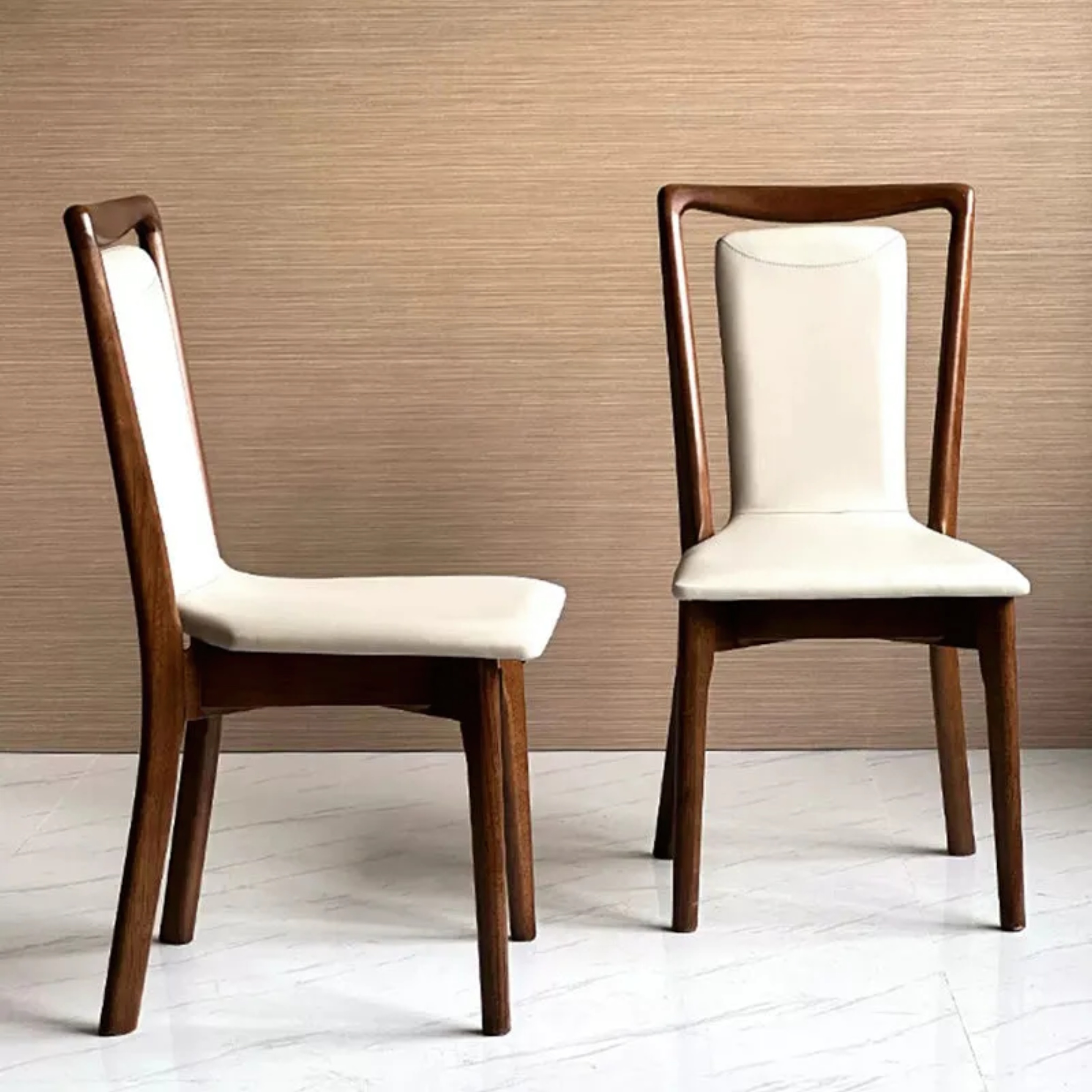 Traditional solid leather wood dining chairs & benches