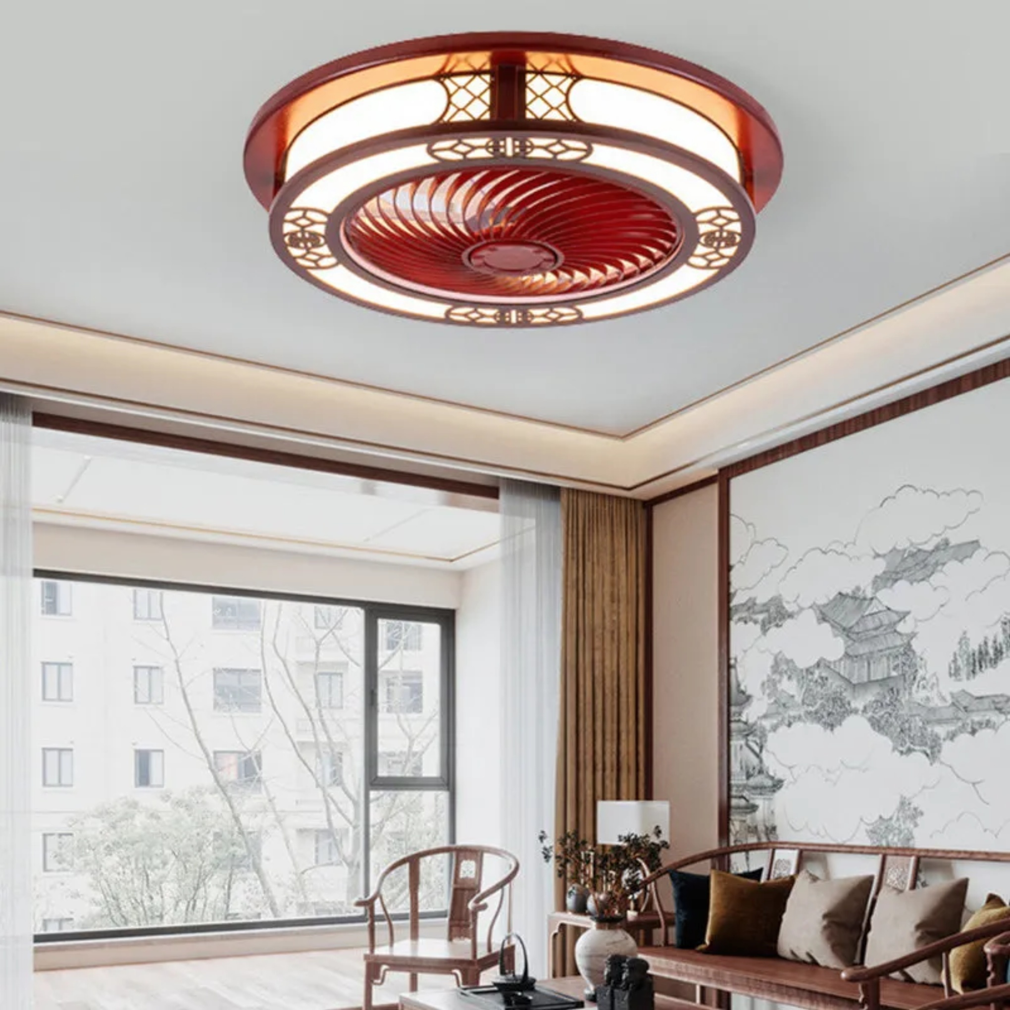 Chinese pattern wealth acrylic ceiling fans — 110V-120V (US/CA