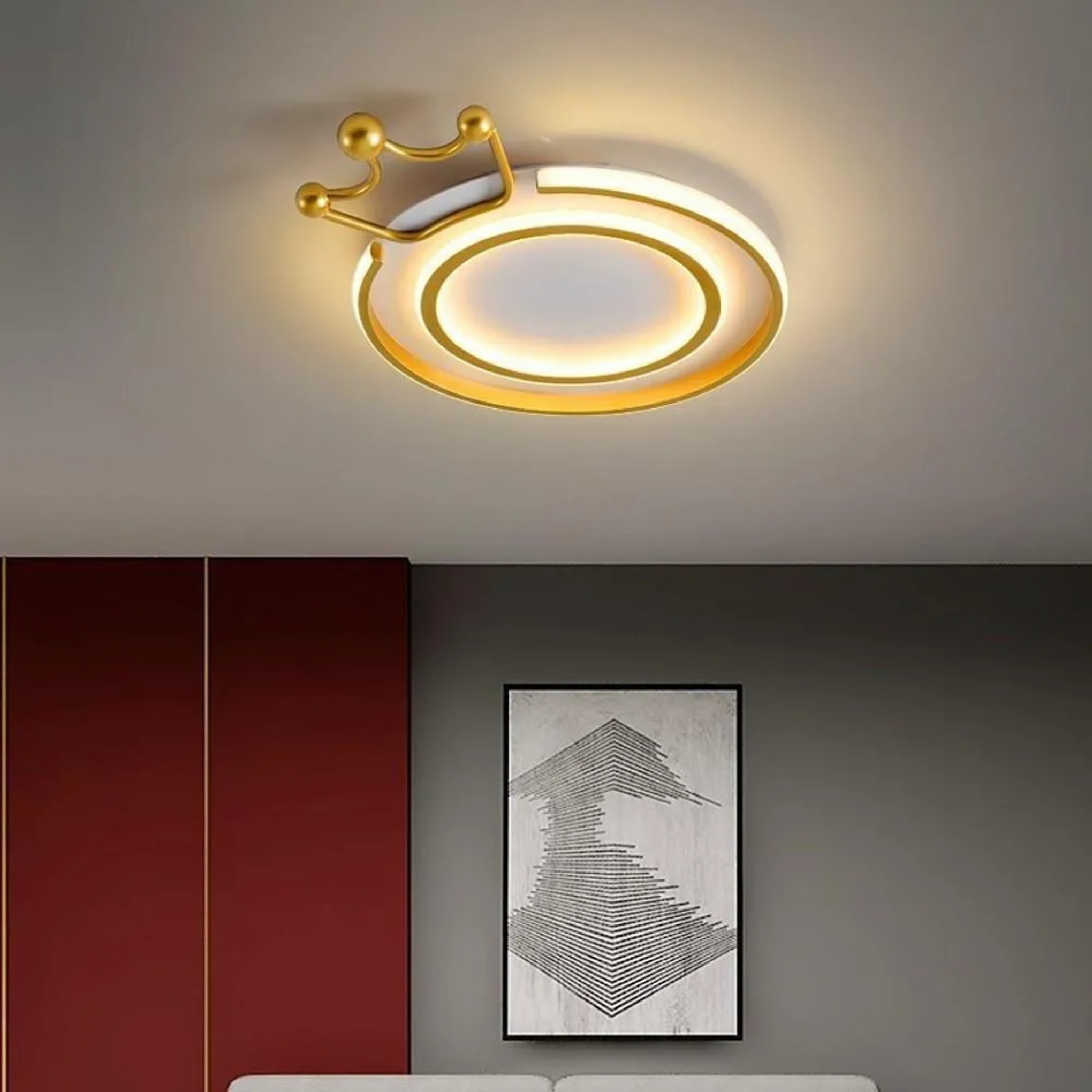 Lighom circle regal natural flush mount lighting in synthetic — 20" Diameter / Warm White (3000K)