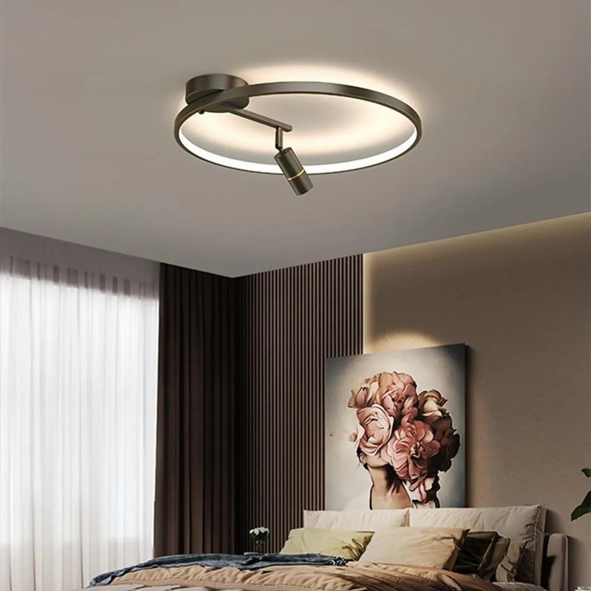 Lighom circle black flush mount lighting — 20" / Warm White (3000K) / Matte Black