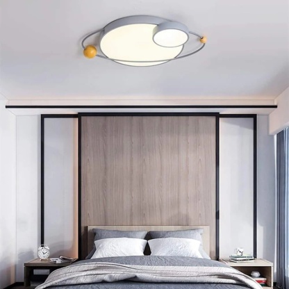 Black globe circle flush mount lighting — Warm White (3000K) / White