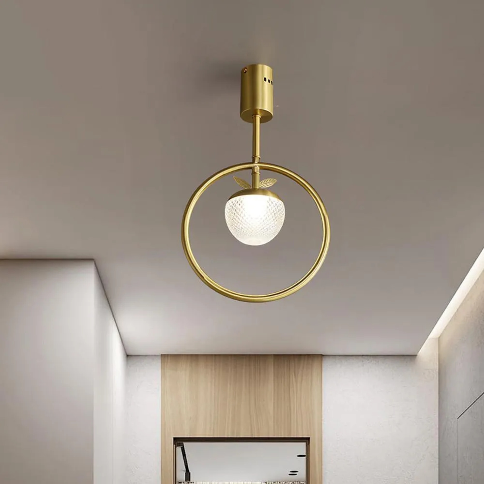 Lighom modern circle gold semi-flush mount light in synthetic — Set of 1