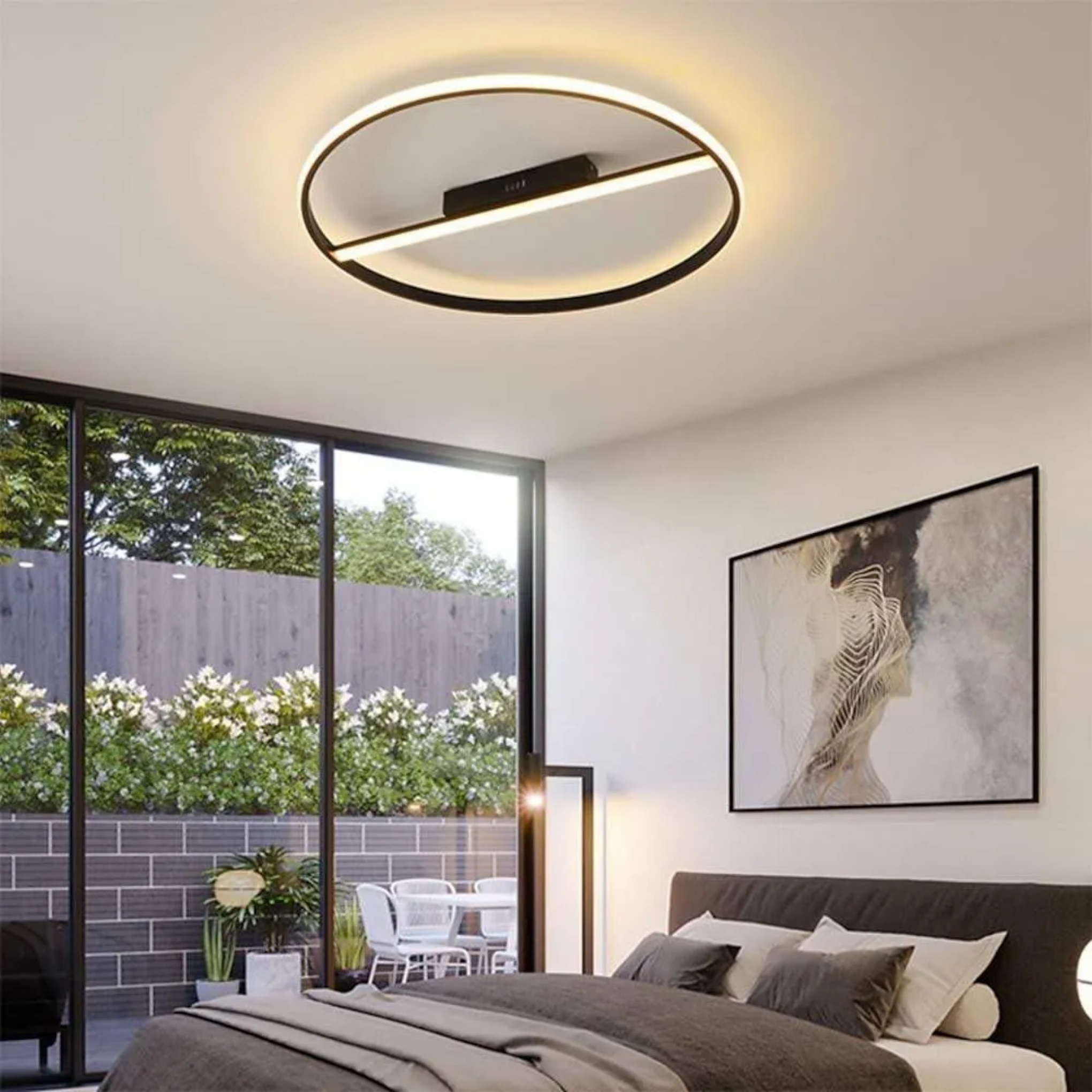 Lighom circle metal flush mount lighting — Warm White (3000K)