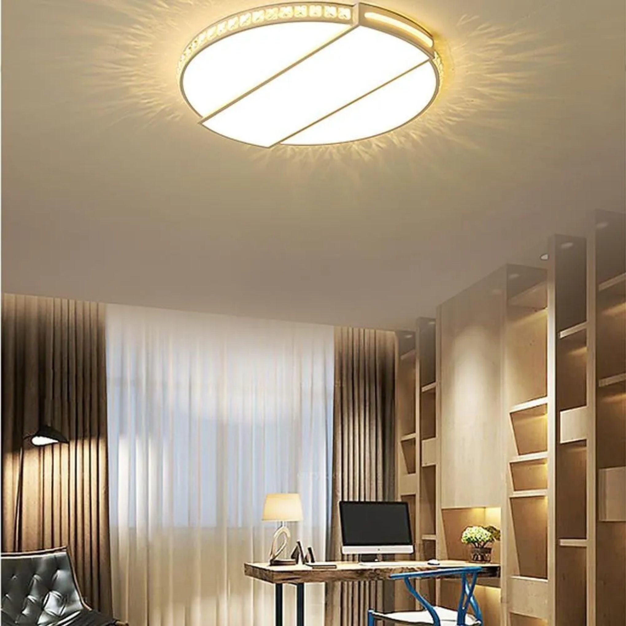 Lighom ambient circle white flush mount lighting in synthetic — Warm White (3000K)