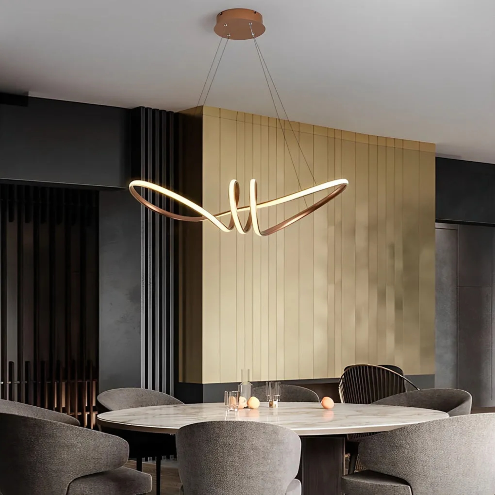 Lighom wave circle acrylic pendant lighting for office — Warm White (3000K)
