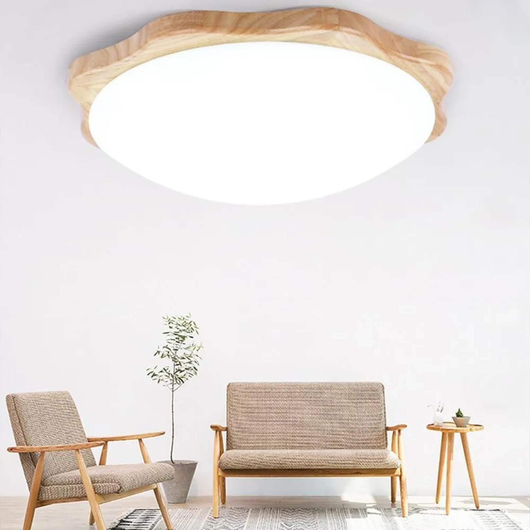 White synthetic circles waves flush mount lighting - minimalist — 18" Diameter / Warm White (3000K)